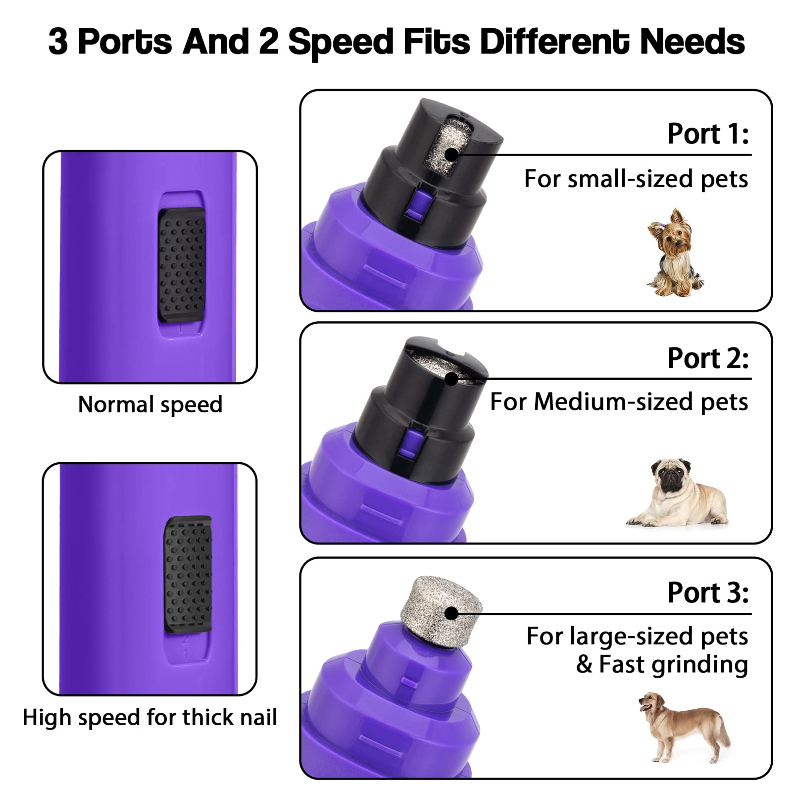 Foto 3 | Molinillo De Uñas Para Perros Casfuy, Mejorado, Eléctrico, 2 Velocidades, Morado - Venta Internacional.