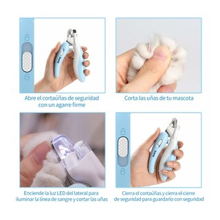 Foto 4 | Kit De Alicates Y Limas Para Cortar Uñas De Mascotas, Con Led Azul Belug