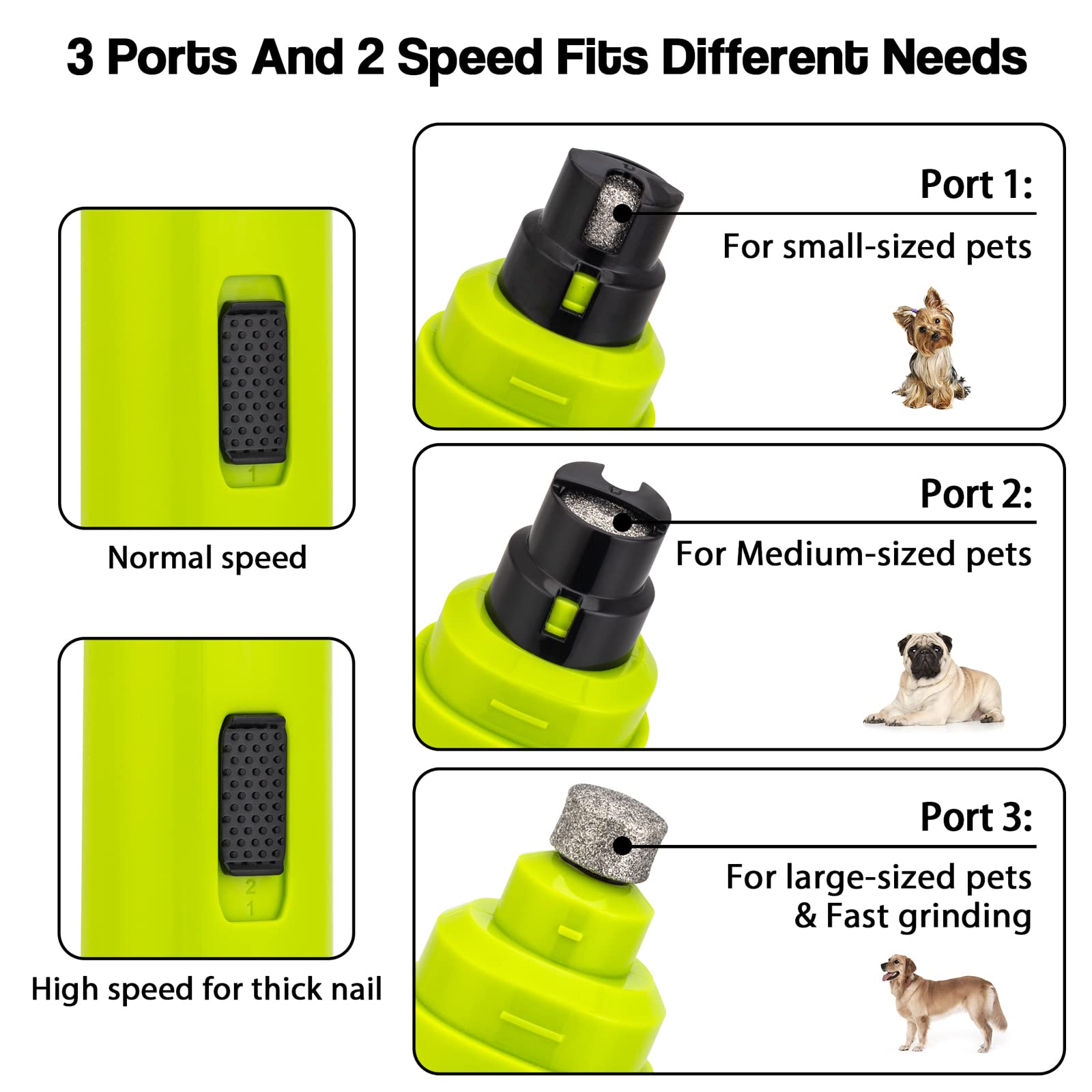 Foto 5 pulgar | Molinillo De Uñas Para Perros Casfuy Upgraded Professional De 2 Velocidades, Color Verde - Venta Internacional.