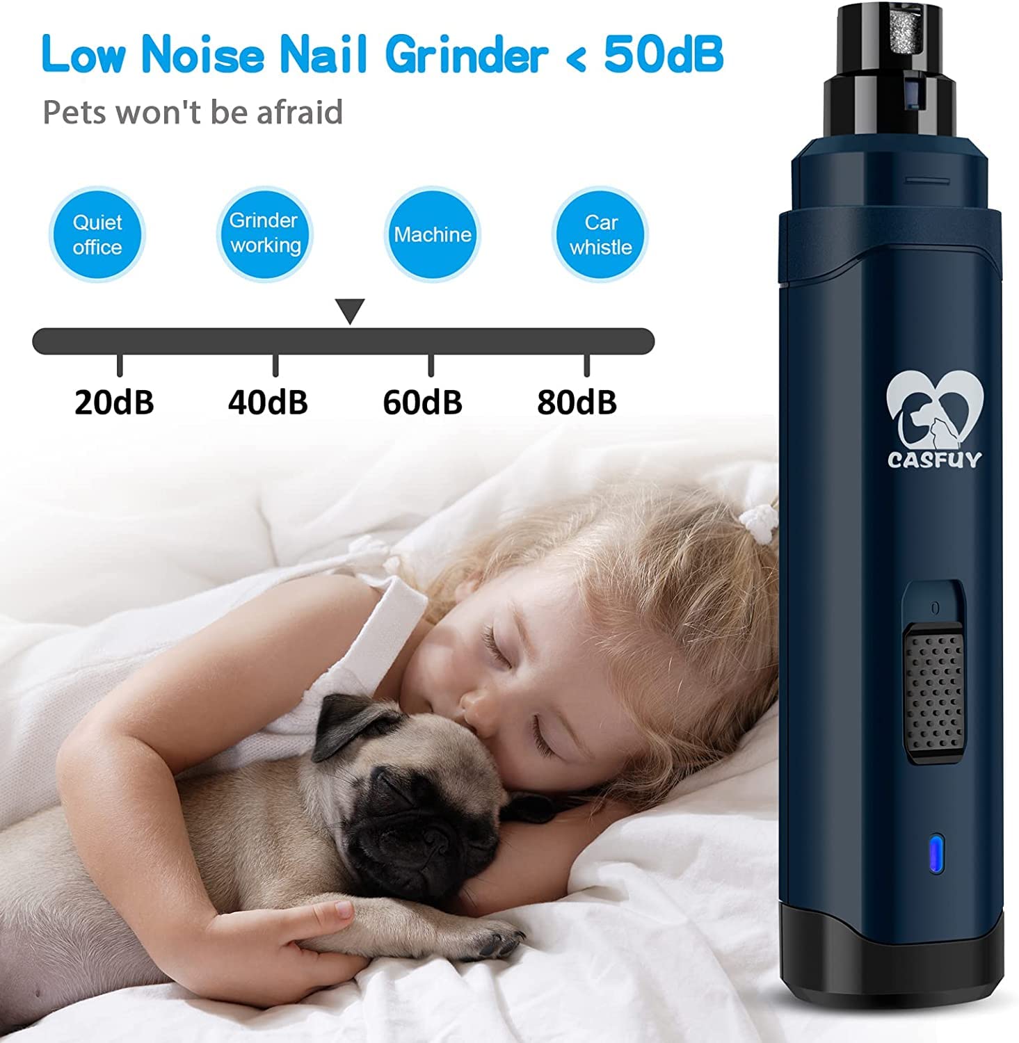 Foto 5 pulgar | Molinillo De Uñas Para Perros Casfuy Mejorado, Eléctrico, 2 Velocidades, Recargable - Venta Internacional.