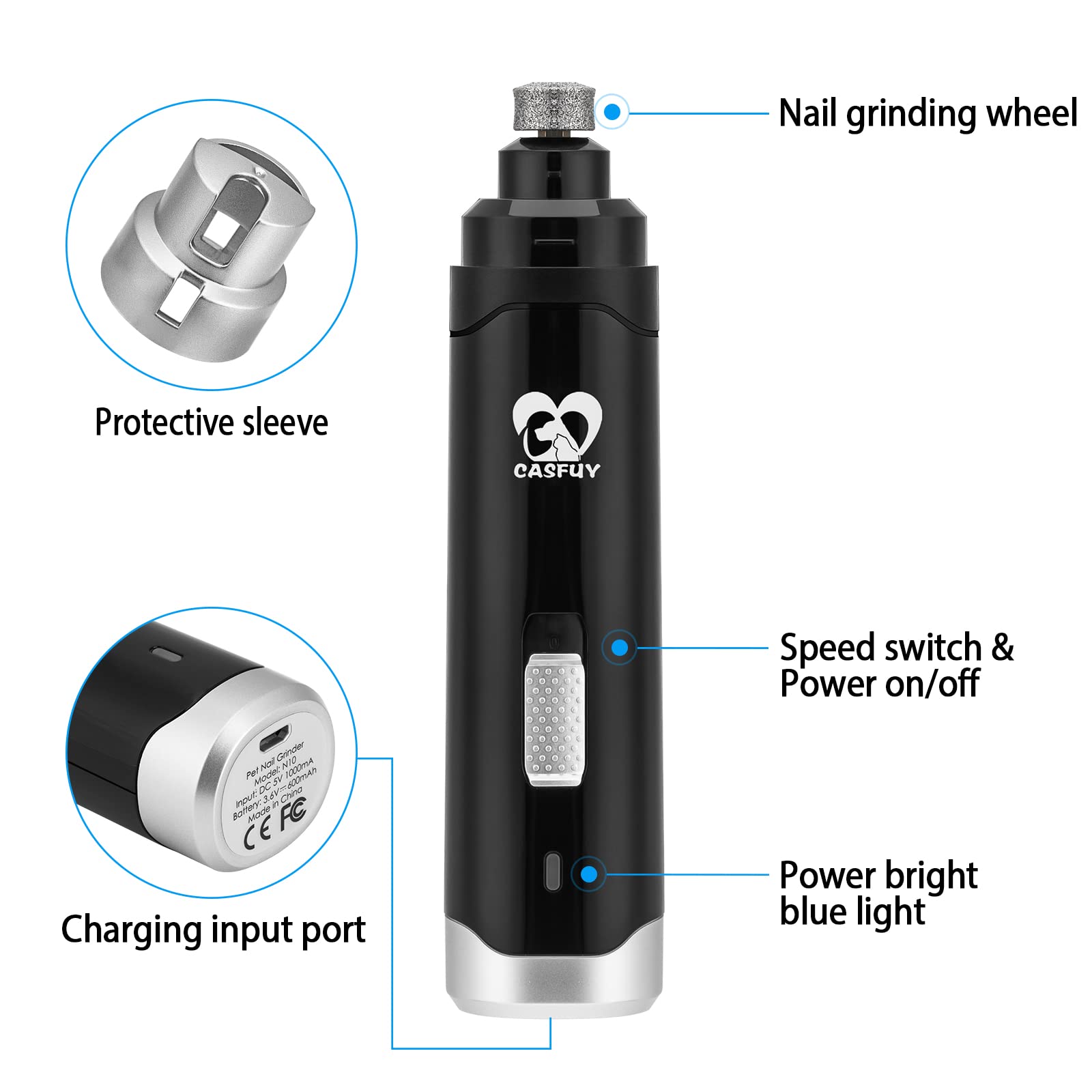 Foto 6 pulgar | Molinillo De Uñas Para Perros Casfuy Upgrade Professional Electric Black - Venta Internacional.