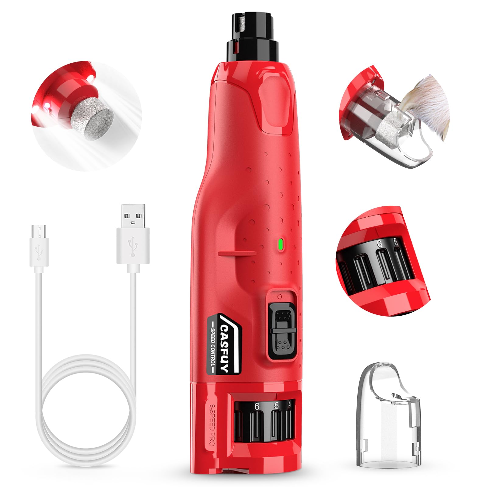 Foto 2 pulgar | Molinillo De Uñas Para Perros Casfuy Quiet De 6 Velocidades Con 2 Luces Led Rojas - Venta Internacional.