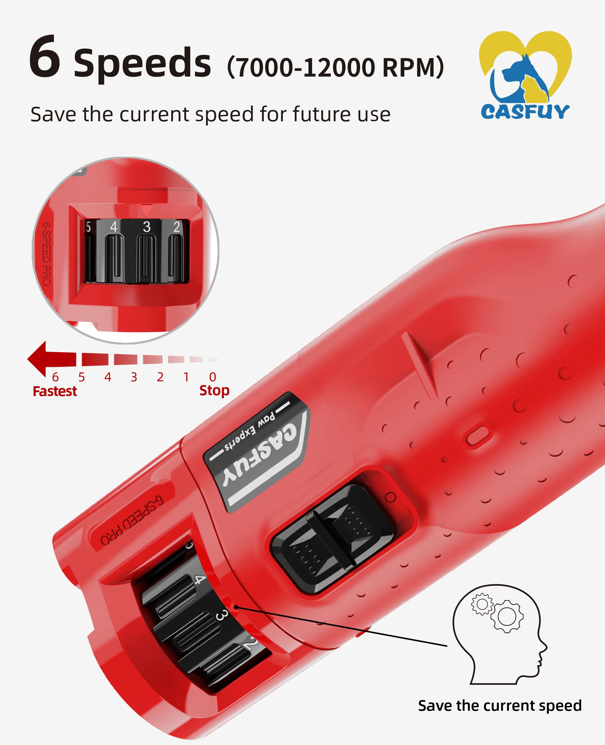 Foto 3 pulgar | Molinillo De Uñas Para Perros Casfuy Quiet De 6 Velocidades Con 2 Luces Led Rojas - Venta Internacional.