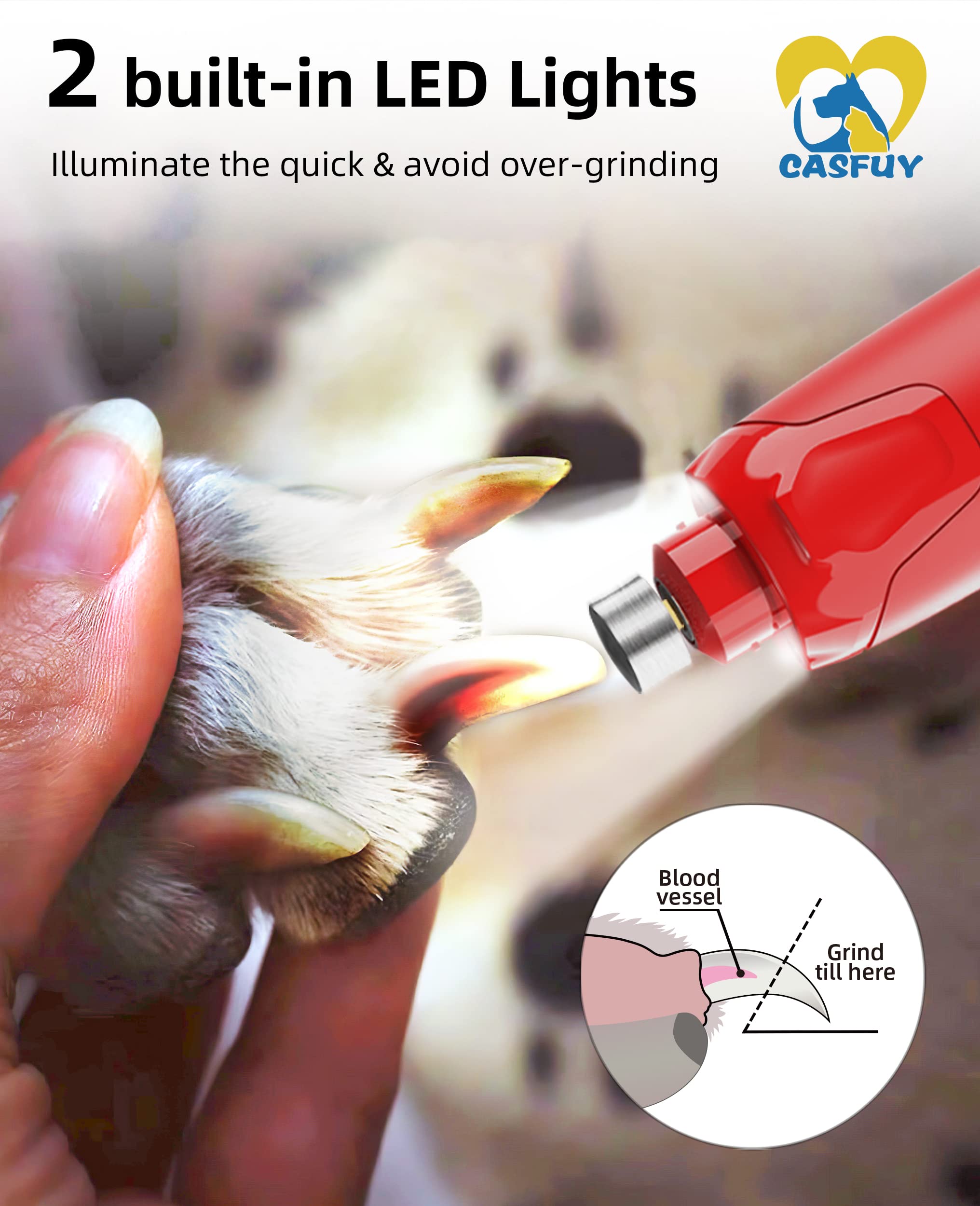 Foto 5 pulgar | Molinillo De Uñas Para Perros Casfuy Quiet De 6 Velocidades Con 2 Luces Led Rojas - Venta Internacional.