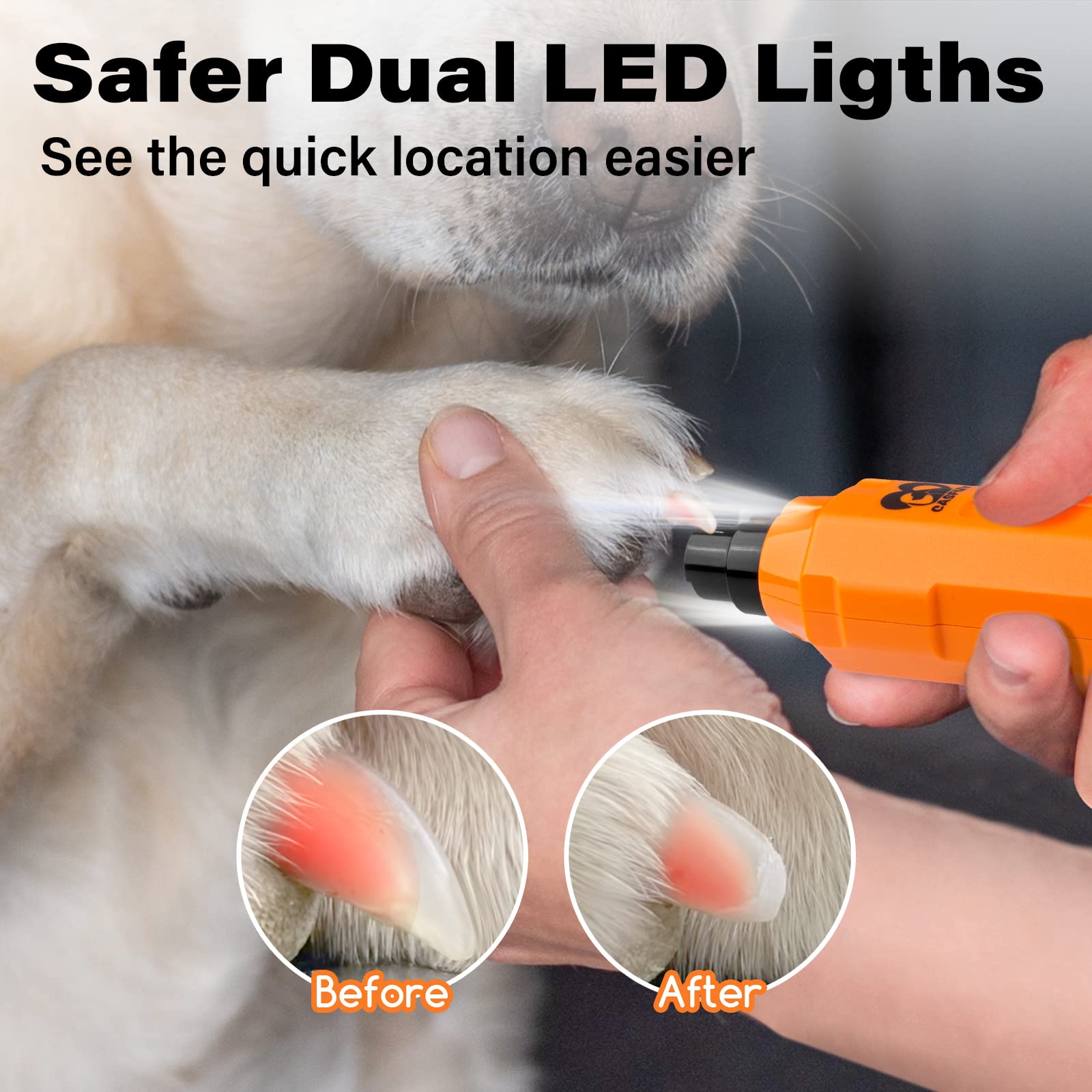 Foto 4 pulgar | Molinillo De Uñas Para Perros Casfuy, Eléctrico, Recargable, 6 Velocidades, Naranja - Venta Internacional.