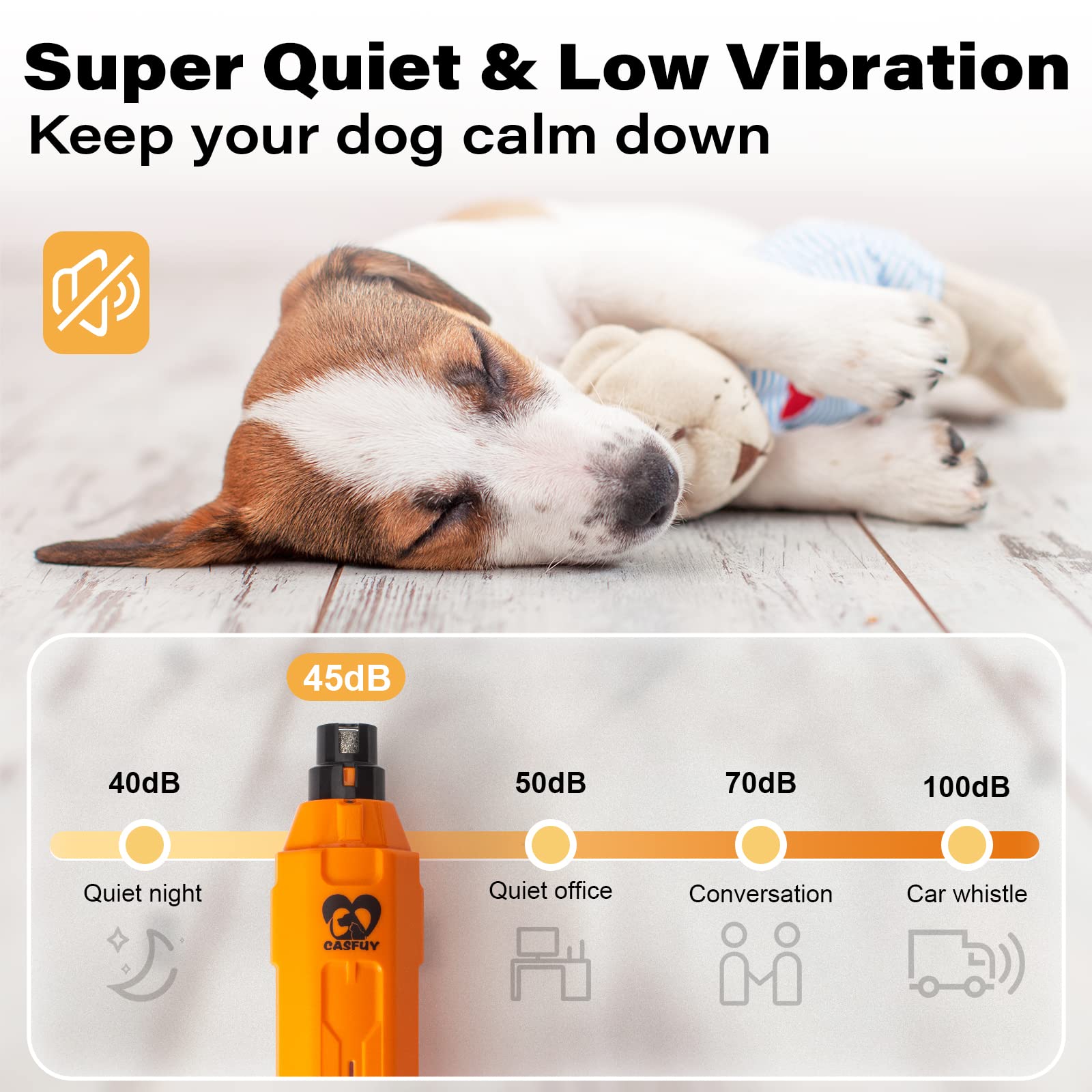 Foto 5 pulgar | Molinillo De Uñas Para Perros Casfuy, Eléctrico, Recargable, 6 Velocidades, Naranja - Venta Internacional.