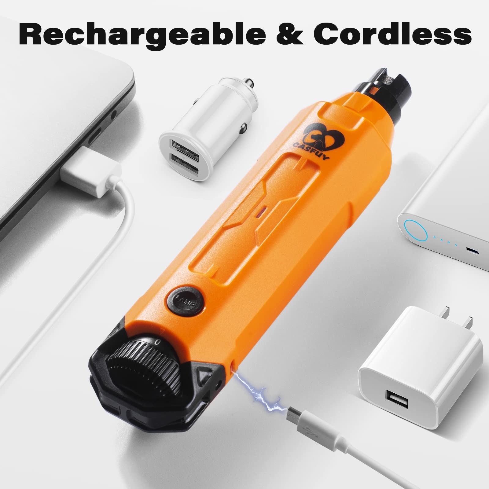 Foto 7 pulgar | Molinillo De Uñas Para Perros Casfuy, Eléctrico, Recargable, 6 Velocidades, Naranja - Venta Internacional.