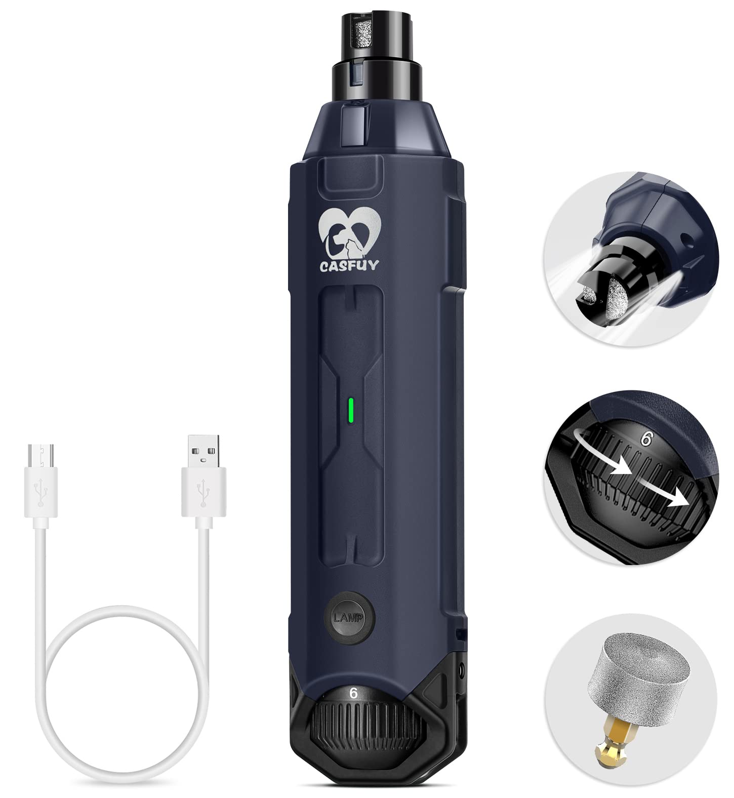 Foto 2 pulgar | Molinillo De Uñas Para Perros Casfuy, 6 Velocidades, Recargable, Eléctrico, Azul - Venta Internacional.