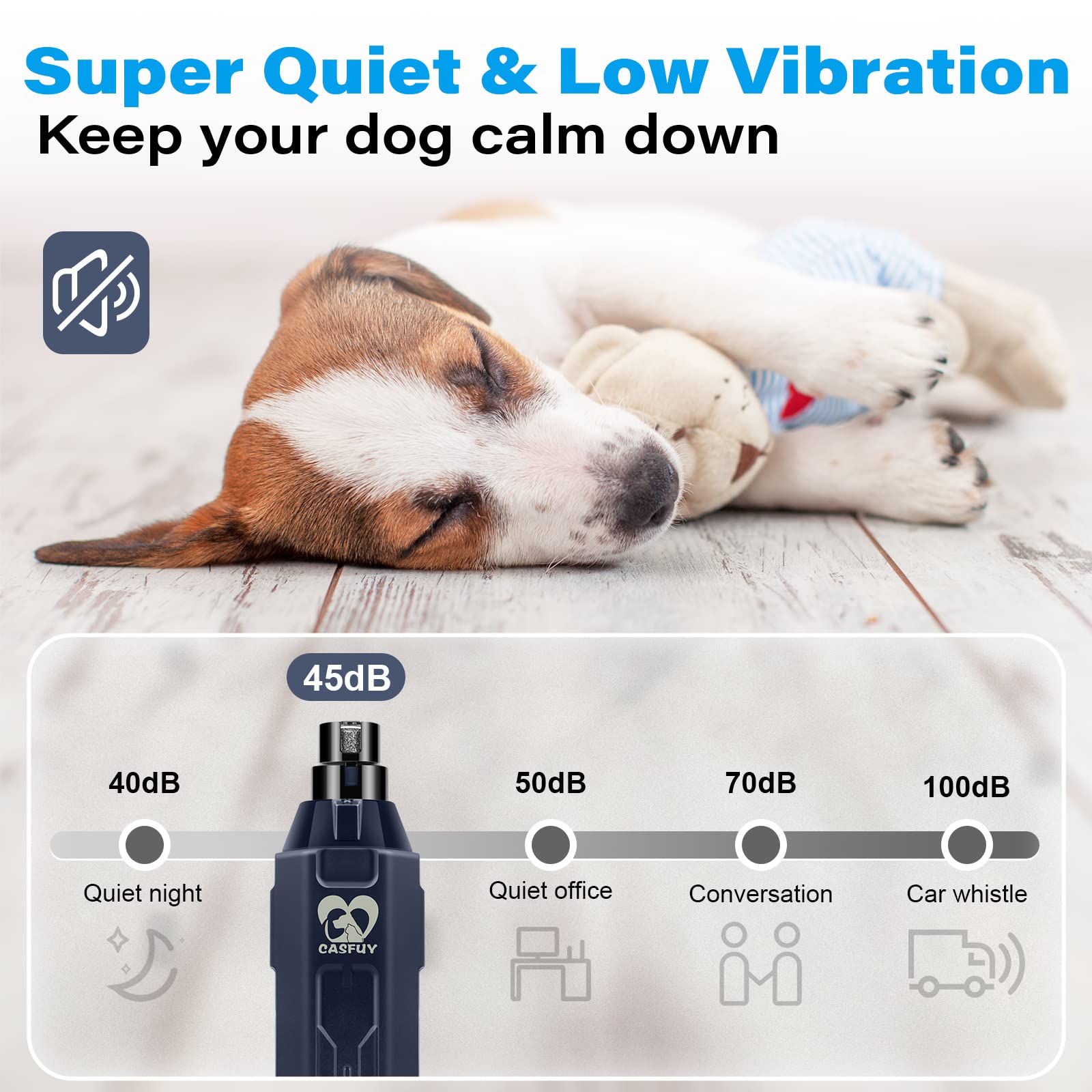 Foto 5 pulgar | Molinillo De Uñas Para Perros Casfuy, 6 Velocidades, Recargable, Eléctrico, Azul - Venta Internacional.