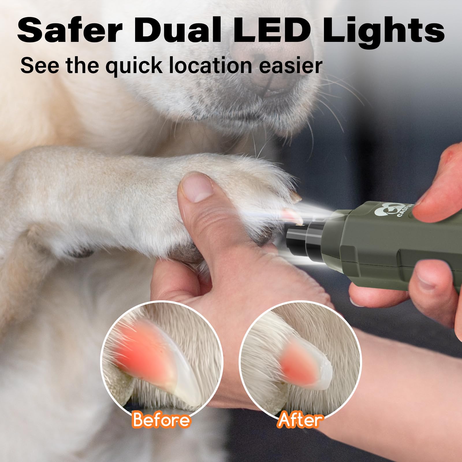 Foto 4 pulgar | Molinillo De Uñas Para Perros Casfuy, Eléctrico, Recargable, 6 Velocidades, Color Verde Militar - Venta Internacional.