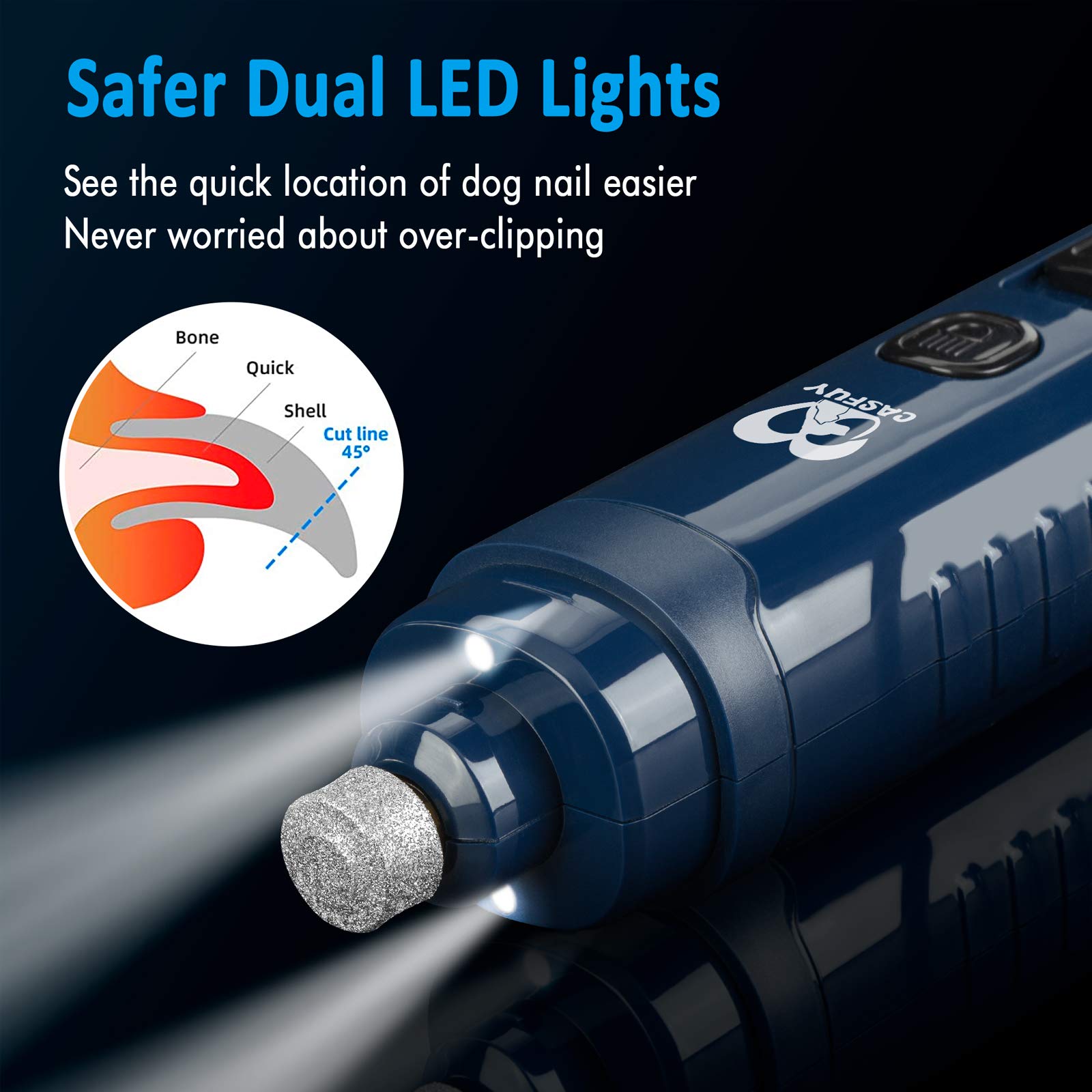Foto 4 pulgar | Molinillo De Uñas Para Perros Casfuy, 4,8 V, Superpotente, Led De 2 Velocidades - Venta Internacional.