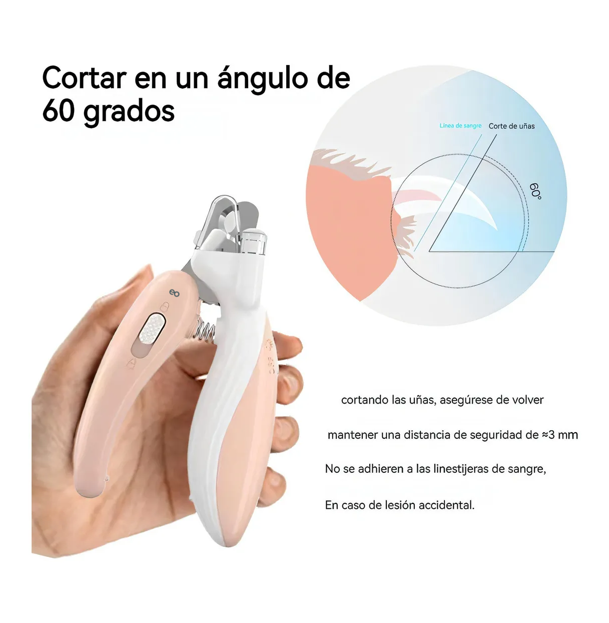Foto 2 | Corta Uñas Para Perro Gato Mascota Safety Con Luz Led, Eo Safe Imports Esi-19816 Rosa