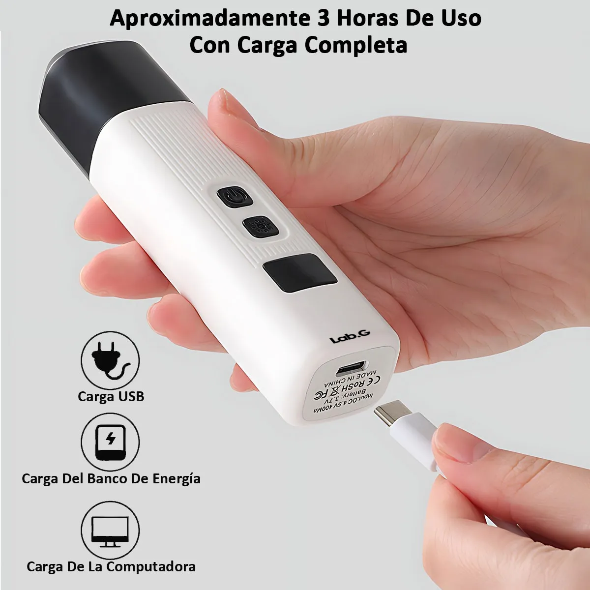 Foto 3 pulgar | Lima Corta Uñas Lab.g Eléctrico Mascotas Negro Blanco