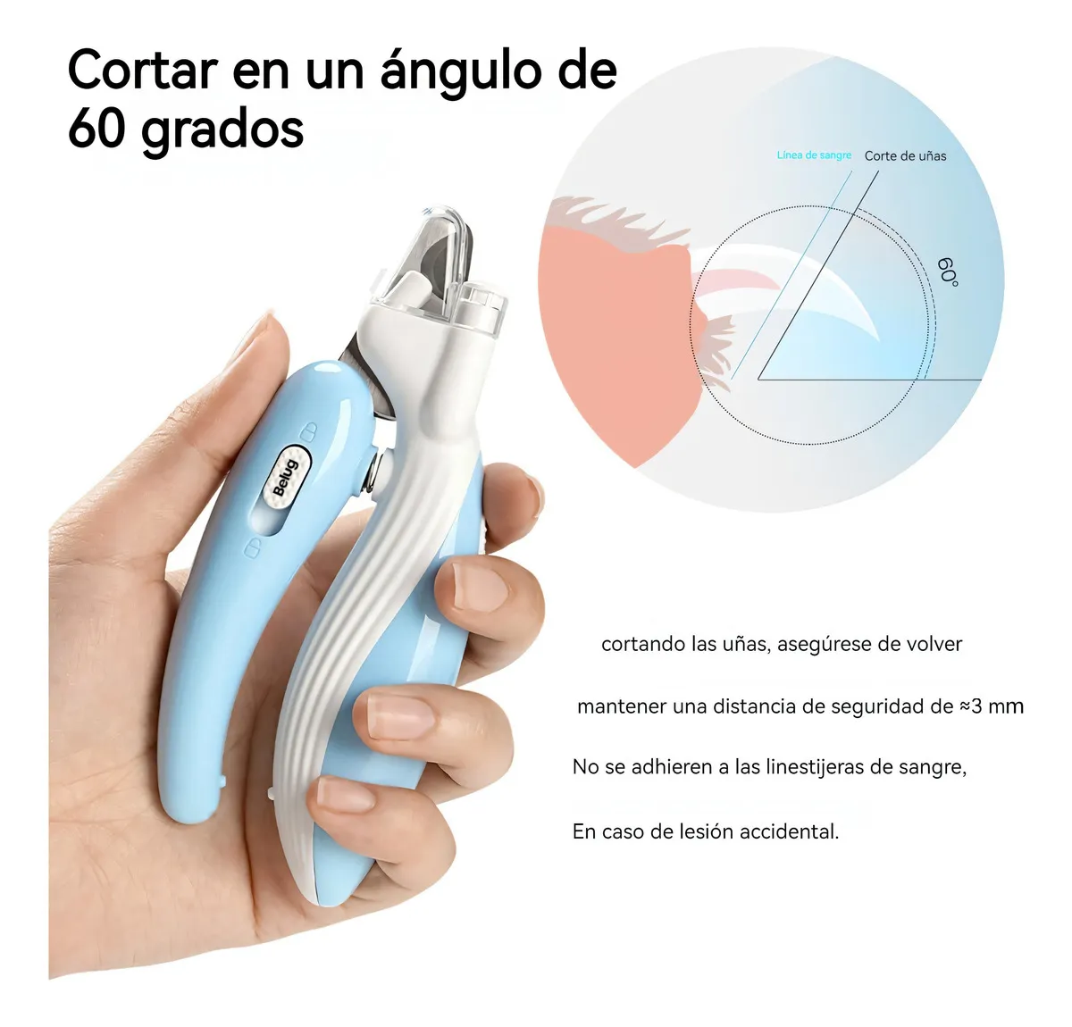 Foto 3 pulgar | Corta Uñas Belug Mascota Azul Blanco