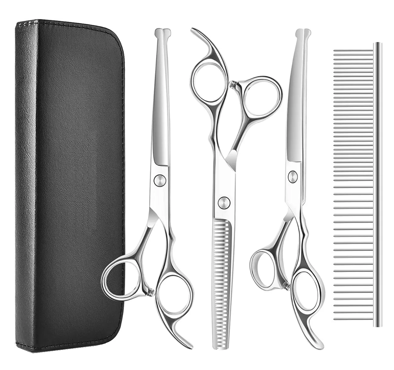 Foto 2 pulgar | Kit de Tijeras para Peluquería Canina Eo Safe Imports Esi-7901 color Plata 9 PZAS