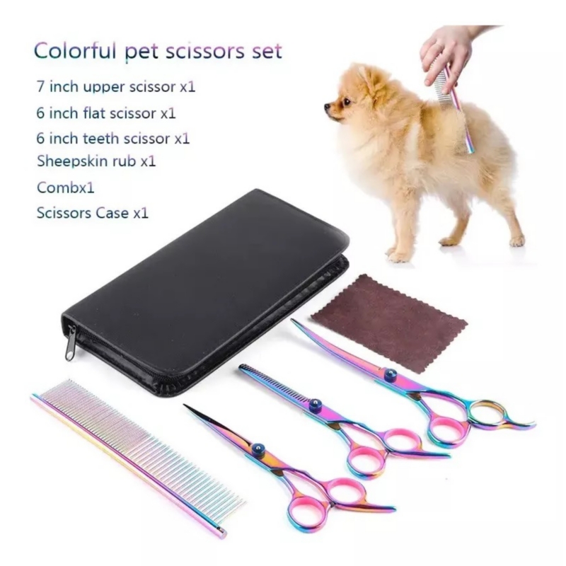 Foto 7 pulgar | Juego De Tijeras De Peluquería Para Mascotas Con Estuche De Acero Inoxidable - Venta Internacional.