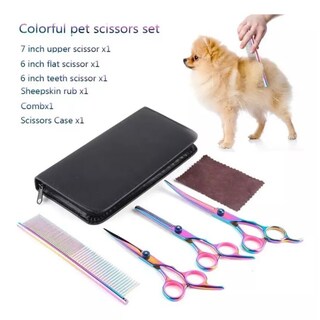 Foto 6 | Juego De Tijeras De Peluquería Para Mascotas Con Estuche De Acero Inoxidable - Venta Internacional.