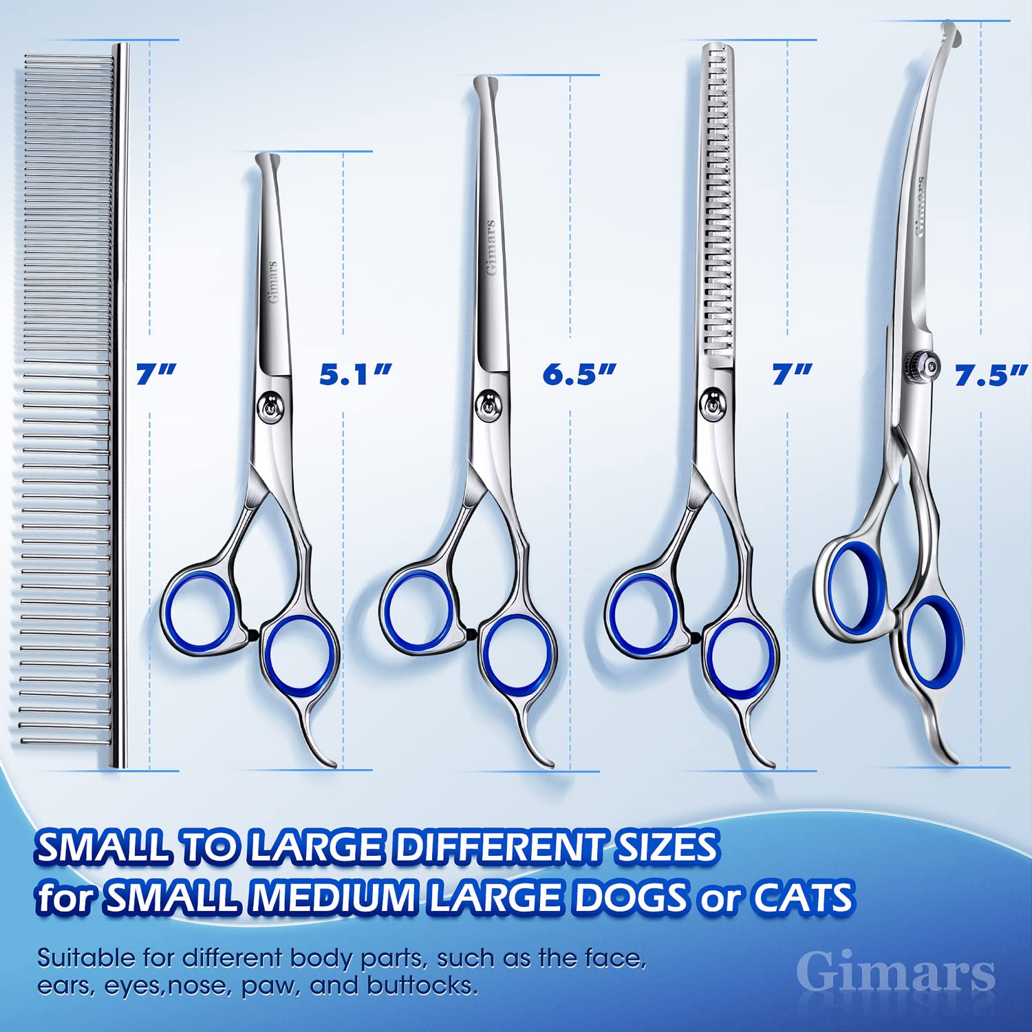 Foto 6 pulgar | Tijeras De Peluquería Canina Gimars Con Revestimiento De Titanio 6 En 1 4cr Ss - Venta Internacional.