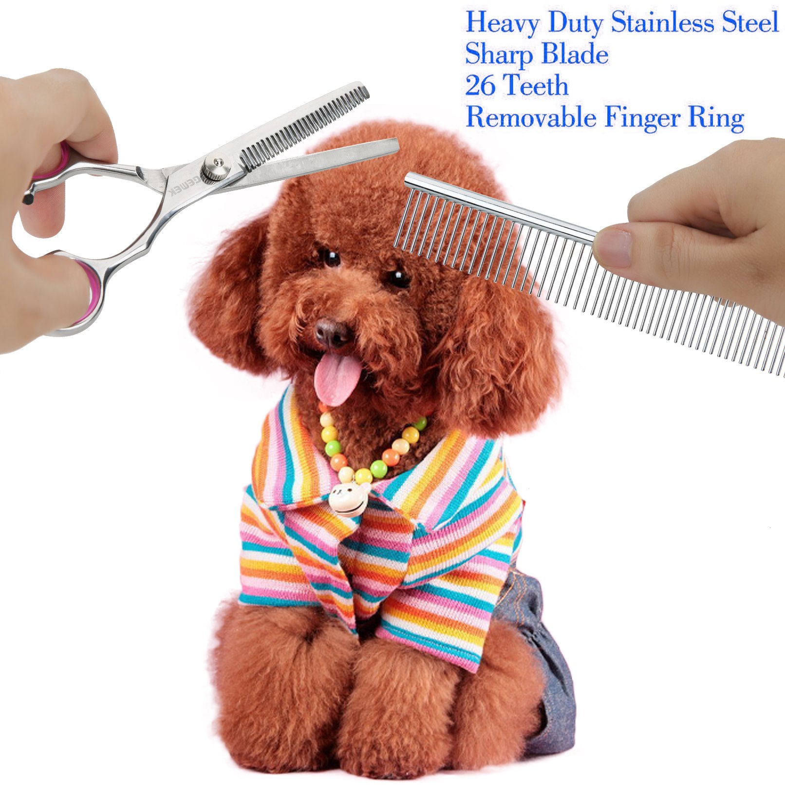 Foto 7 pulgar | Juego de Tijeras de Aseo para Mascotas Gemek 4 Piezas de Acero Inoxidable - Venta Internacional