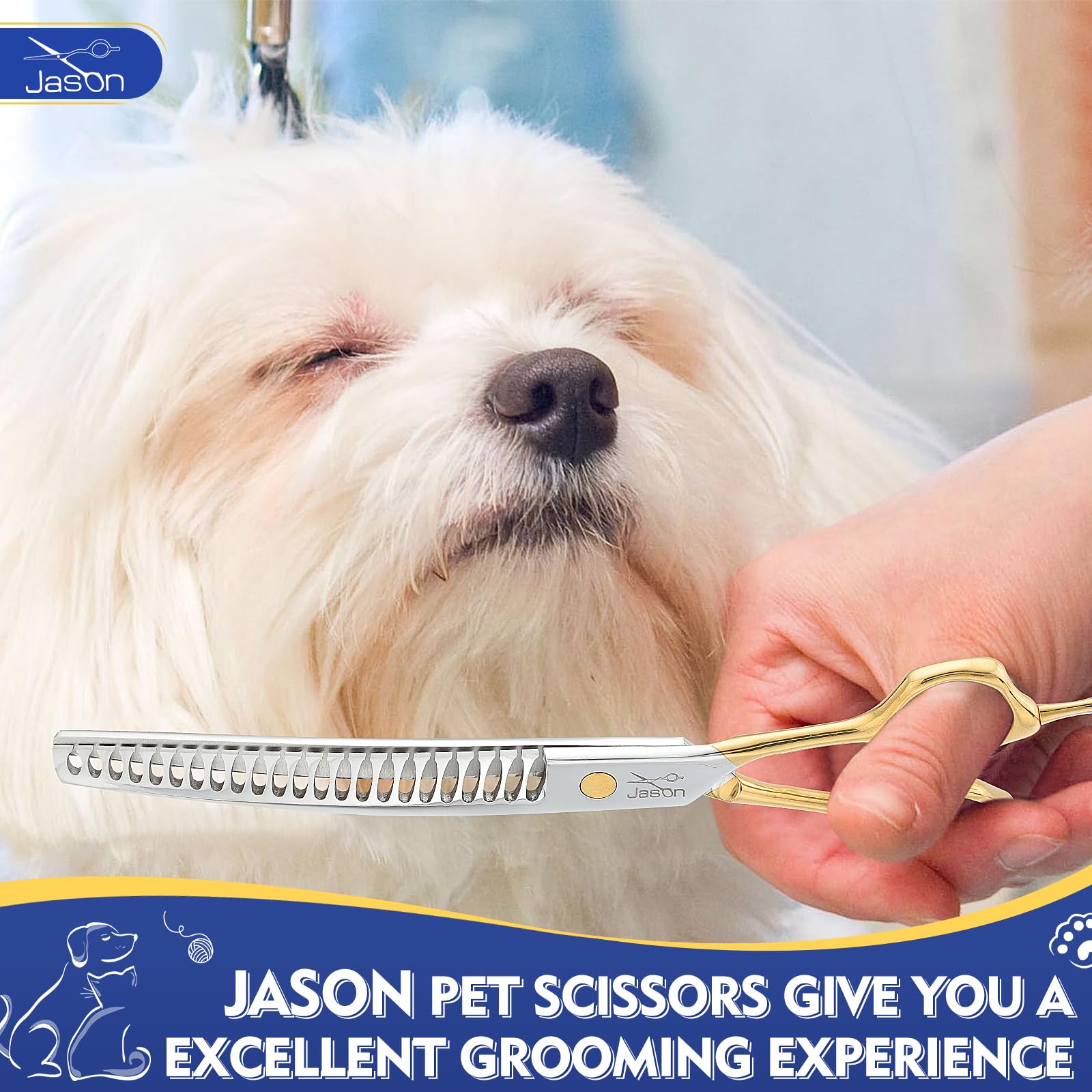 Foto 5 pulgar | Chunker Scissors Jason, 20 Cm, Curvos, 23 Dientes, Para Peluquería Canina - Venta Internacional.