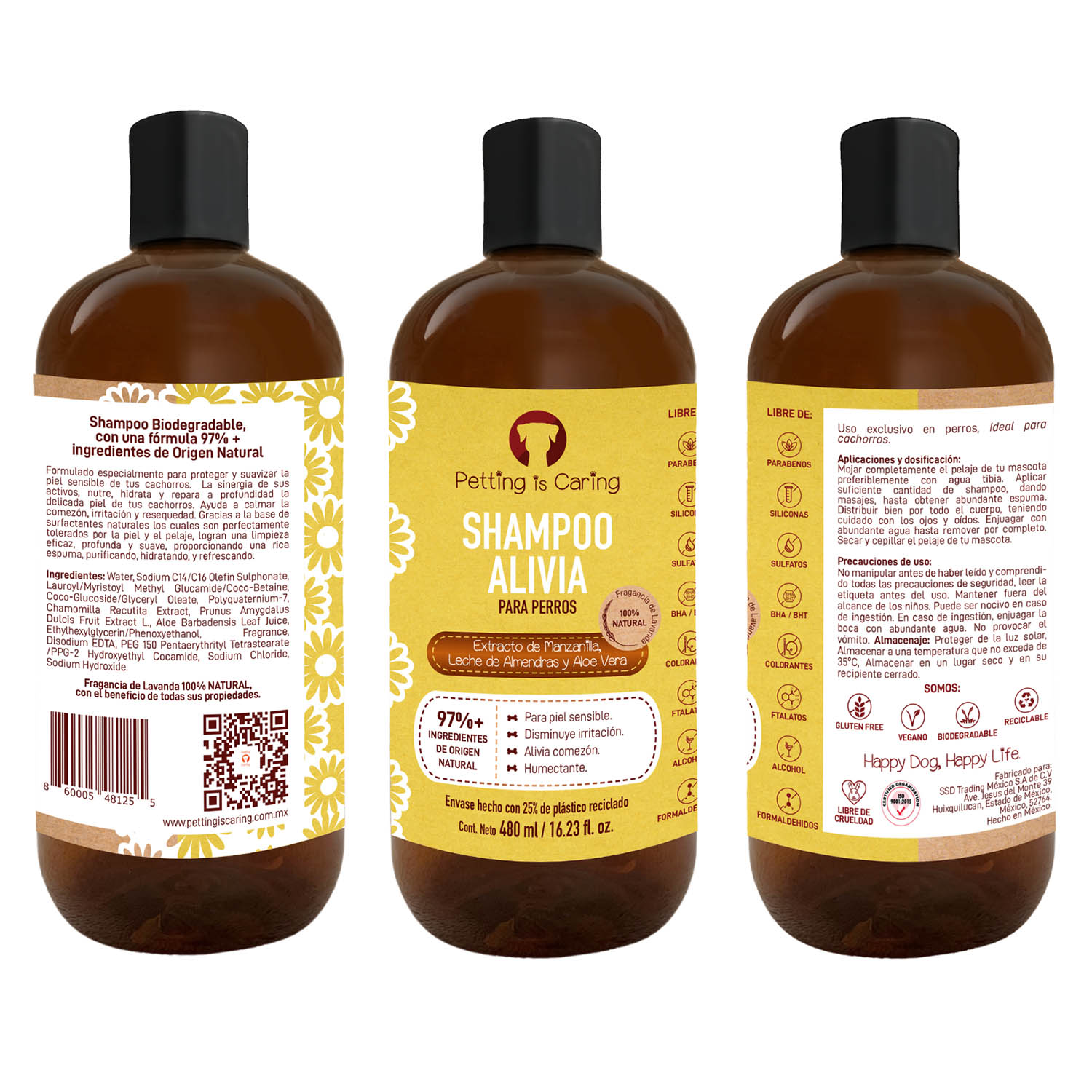 Foto 3 pulgar | Shampoo Alivia para Mascotas Petting Is Caring 480 ml