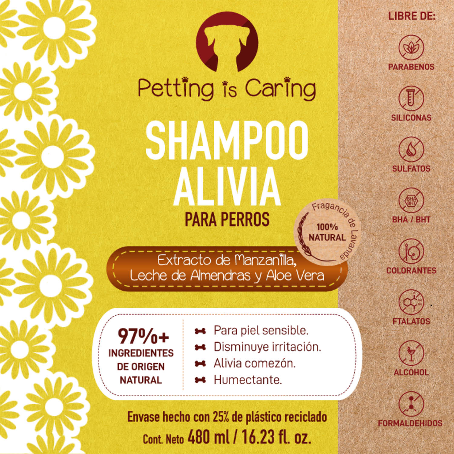 Foto 5 pulgar | Shampoo Alivia para Mascotas Petting Is Caring 480 ml