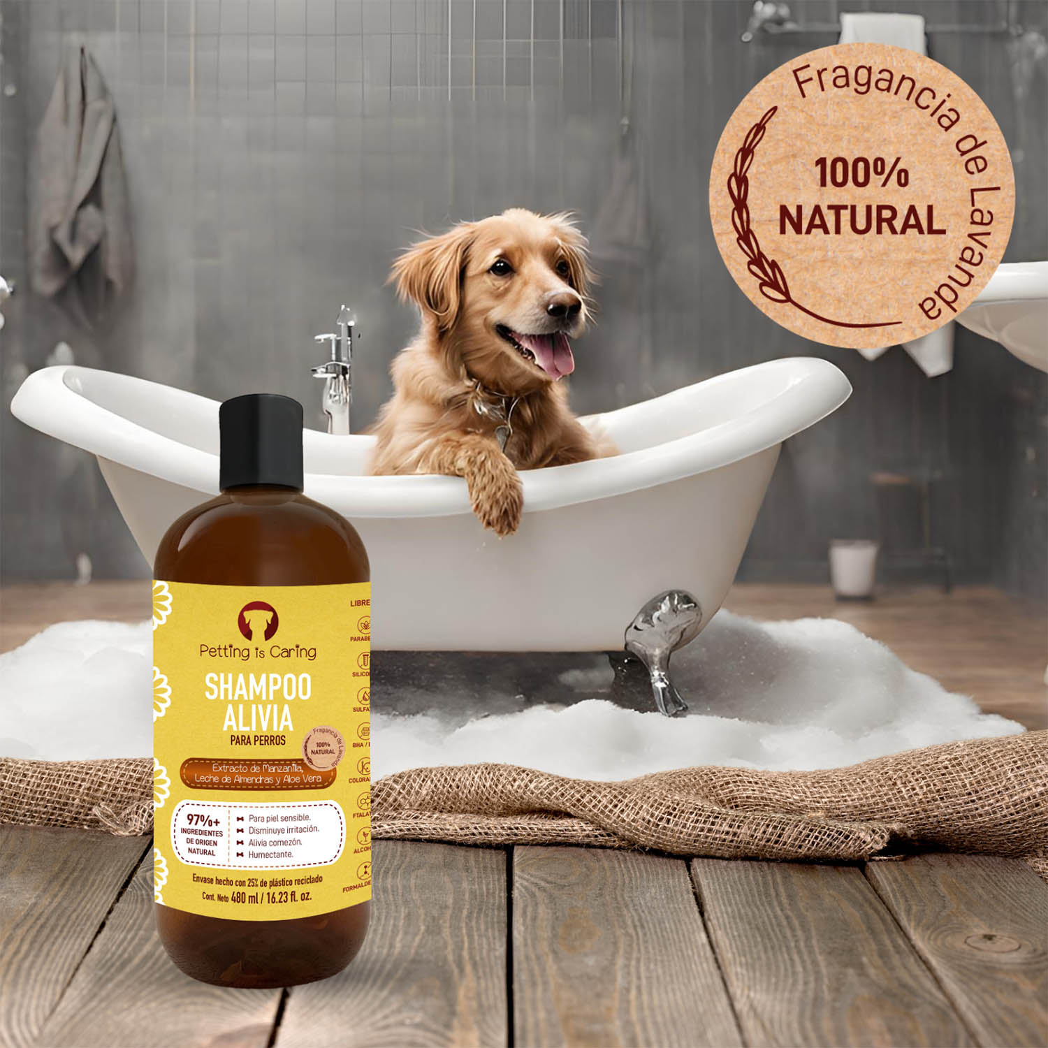 Foto 6 pulgar | Shampoo Alivia para Mascotas Petting Is Caring 480 ml