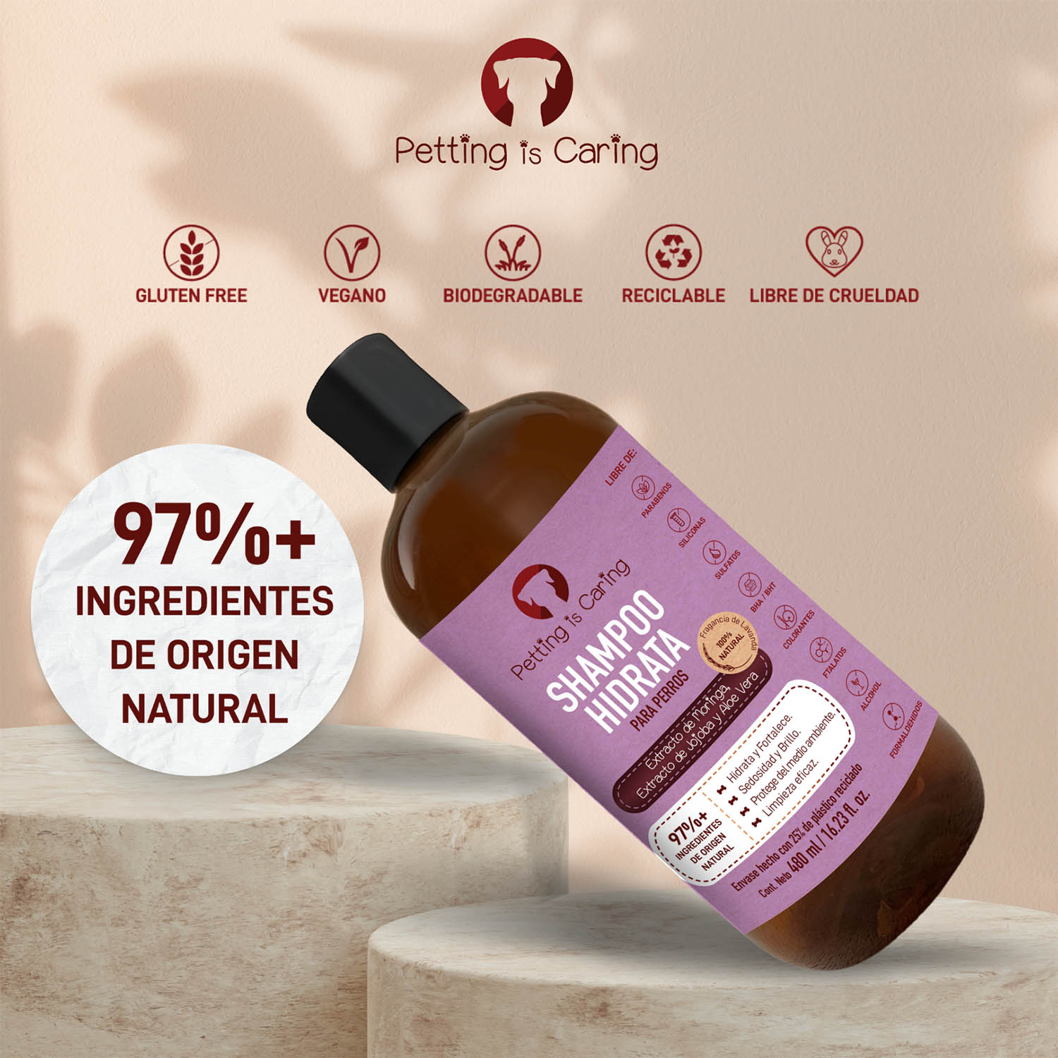 Foto 4 pulgar | Shampoo Hidrata para Mascotas Petting Is Caring 480 ml