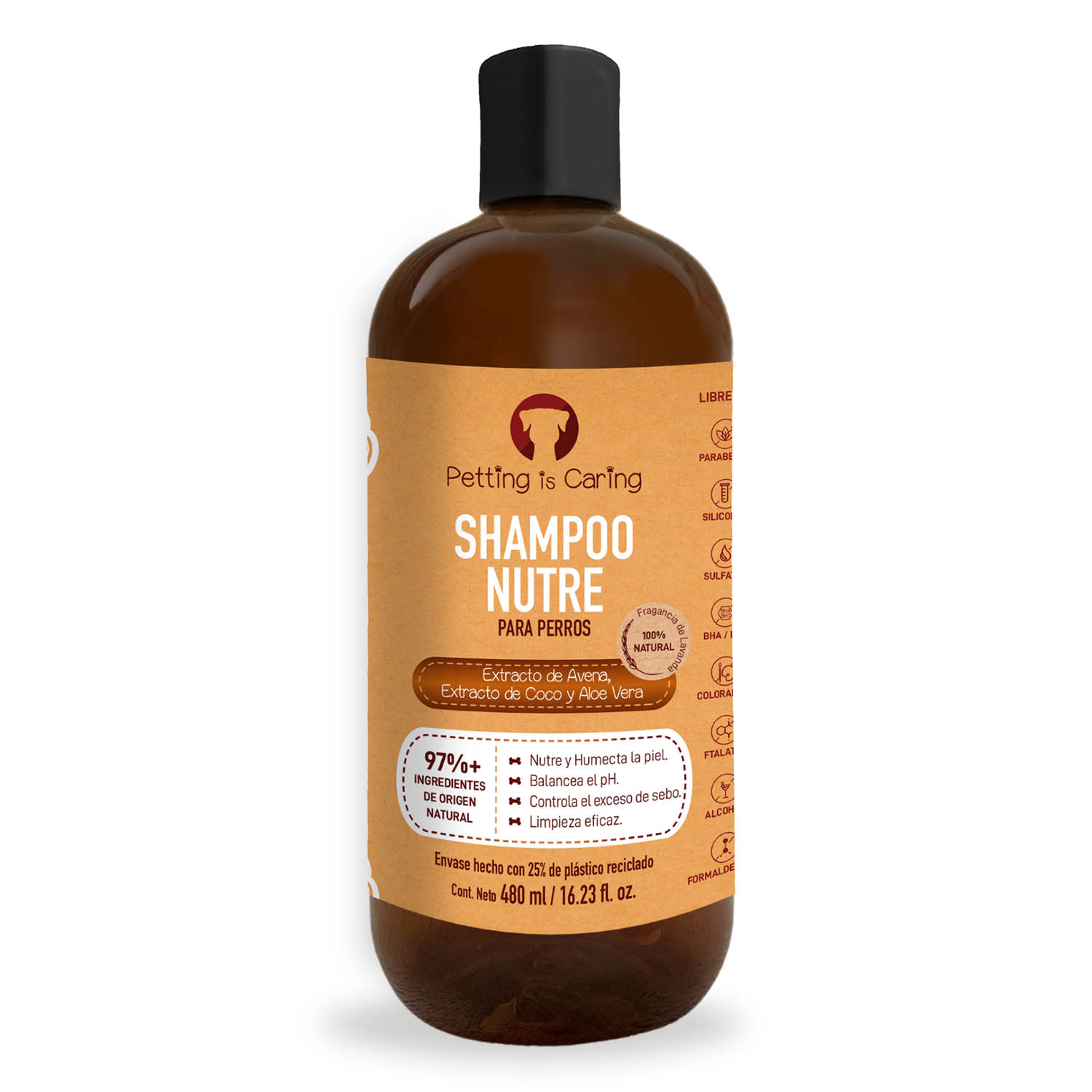 Shampoo Nutre para Mascotas Petting Is Caring 480 ml
