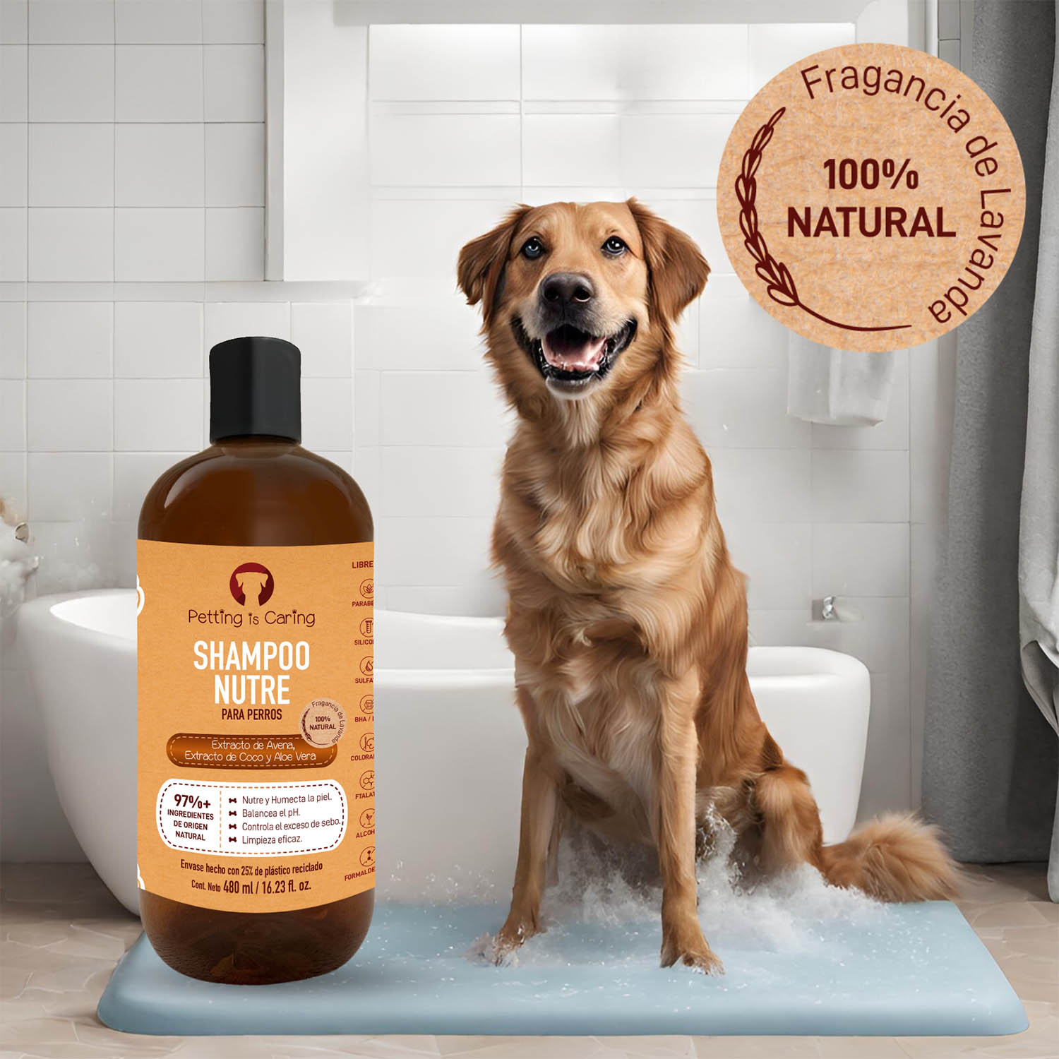 Foto 6 pulgar | Shampoo Nutre para Mascotas Petting Is Caring 480 ml