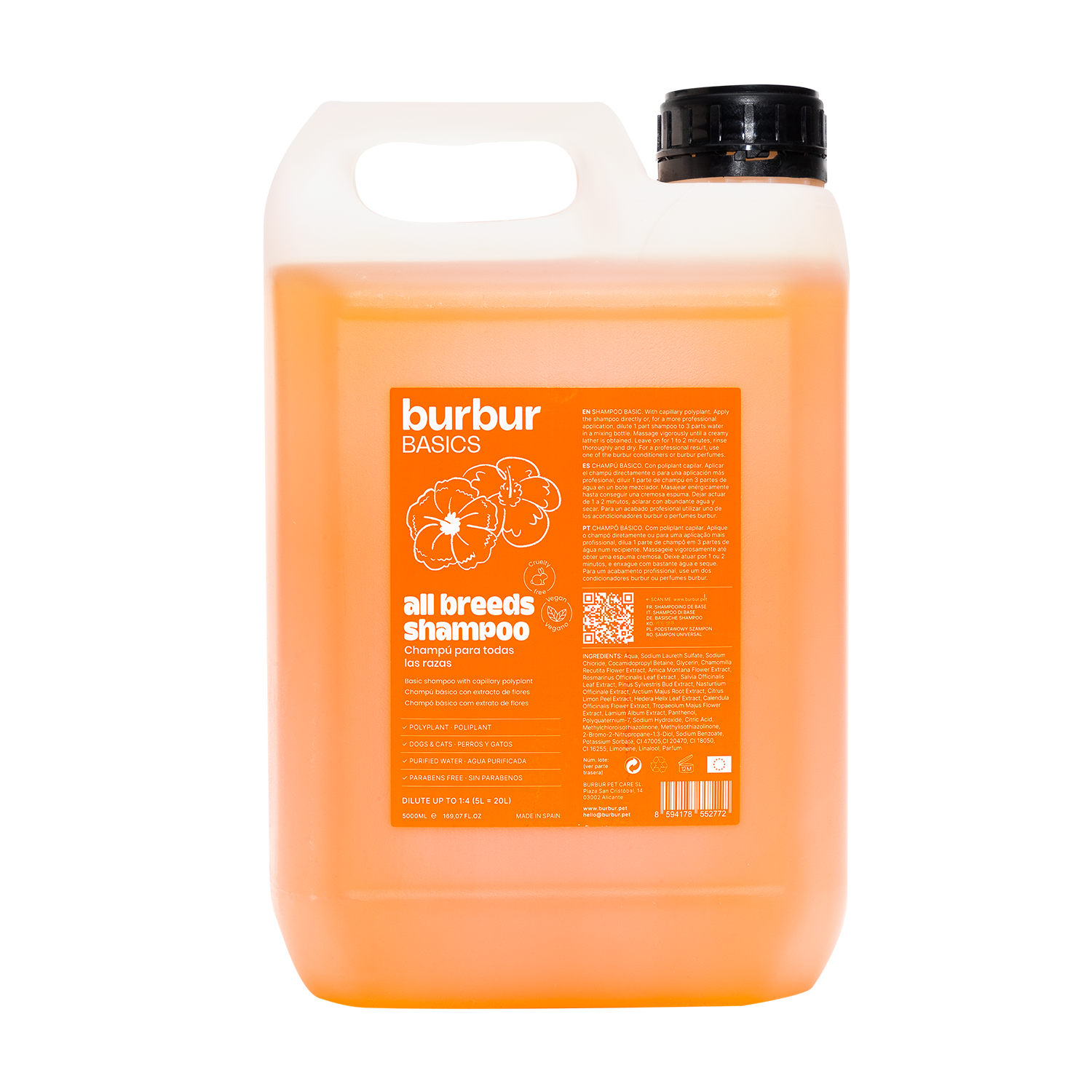 Foto 2 pulgar | Burbur Basics Shampoo Todas Las Razas De 5 Lt Para Perros Y Gatos