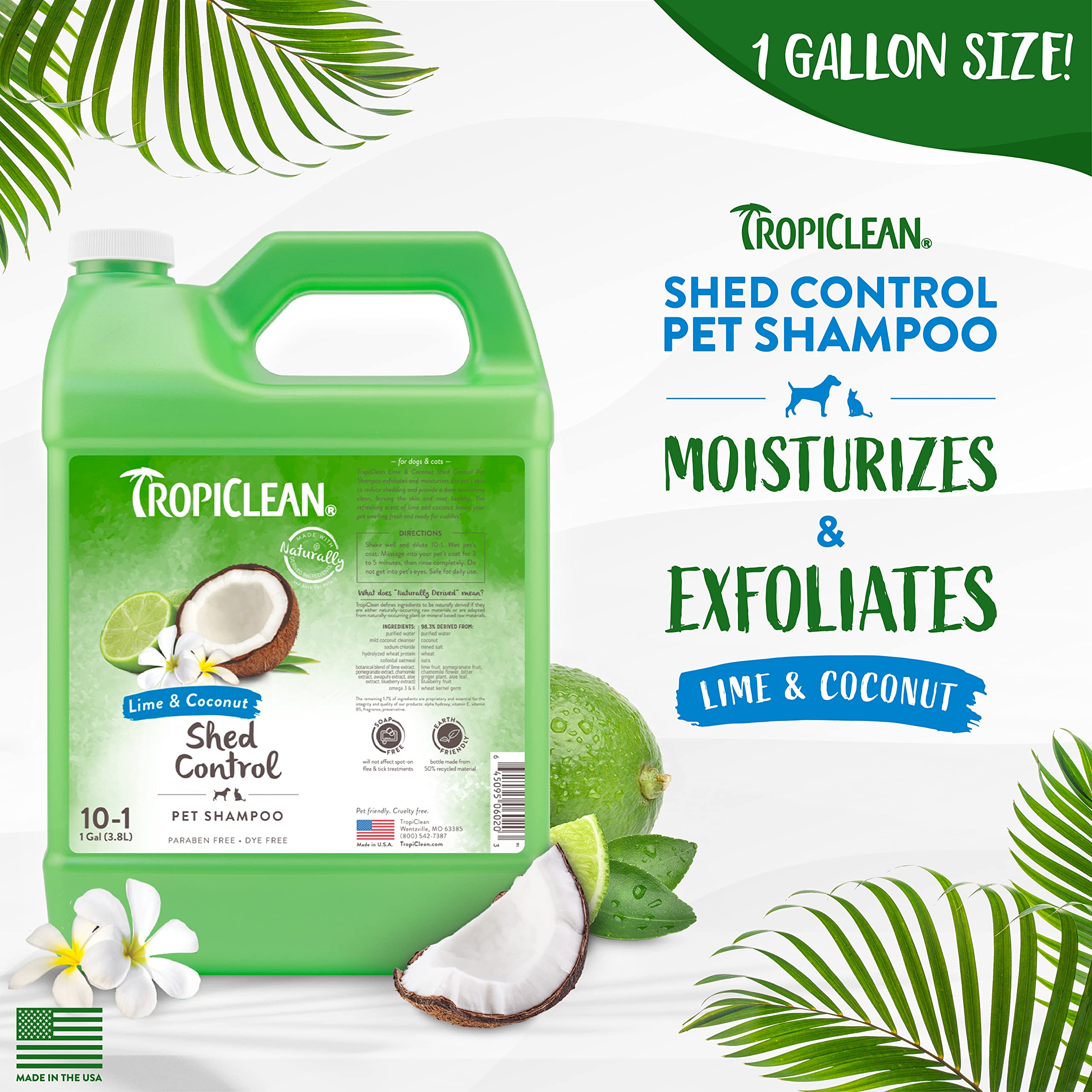 Foto 2 | Champú Para Perros Tropiclean Lime & Coconut Deshedding 3,78 L - Venta Internacional.