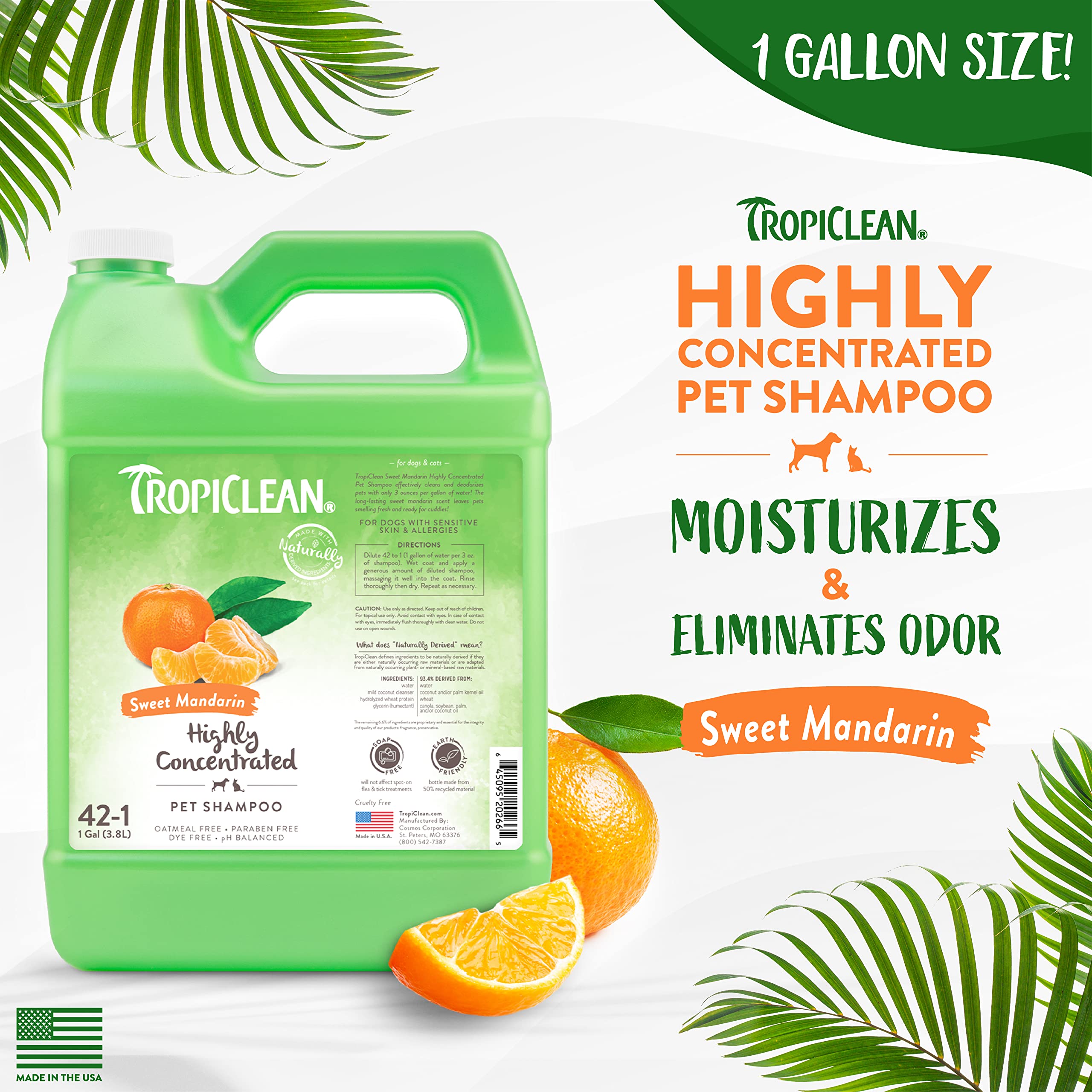 Foto 3 pulgar | Champú Tropiclean Sweet Mandarin High Concentrate 3,78 L Para Mascotas - Venta Internacional.