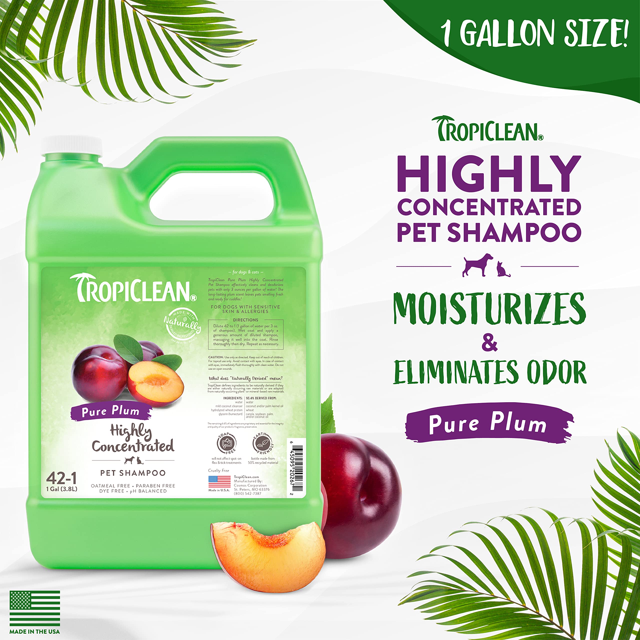 Foto 3 pulgar | Champú Tropiclean Pure Plum High Concentrate 3.78 L Para Mascotas - Venta Internacional.