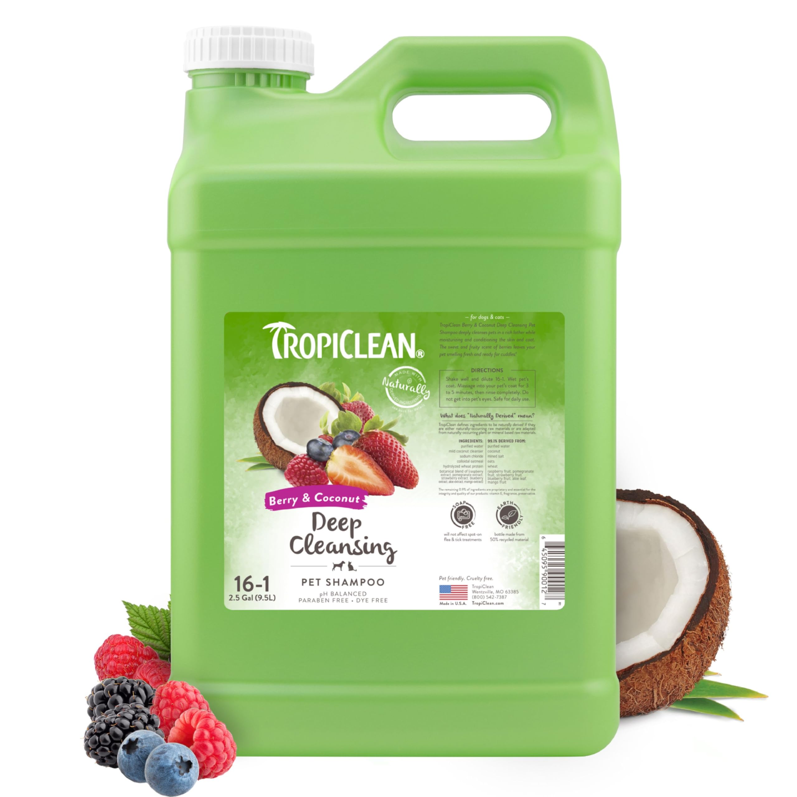 Foto 2 pulgar | Champú Para Perros Tropiclean Berry & Coconut Deep Cleansing 9.5 L - Venta Internacional.