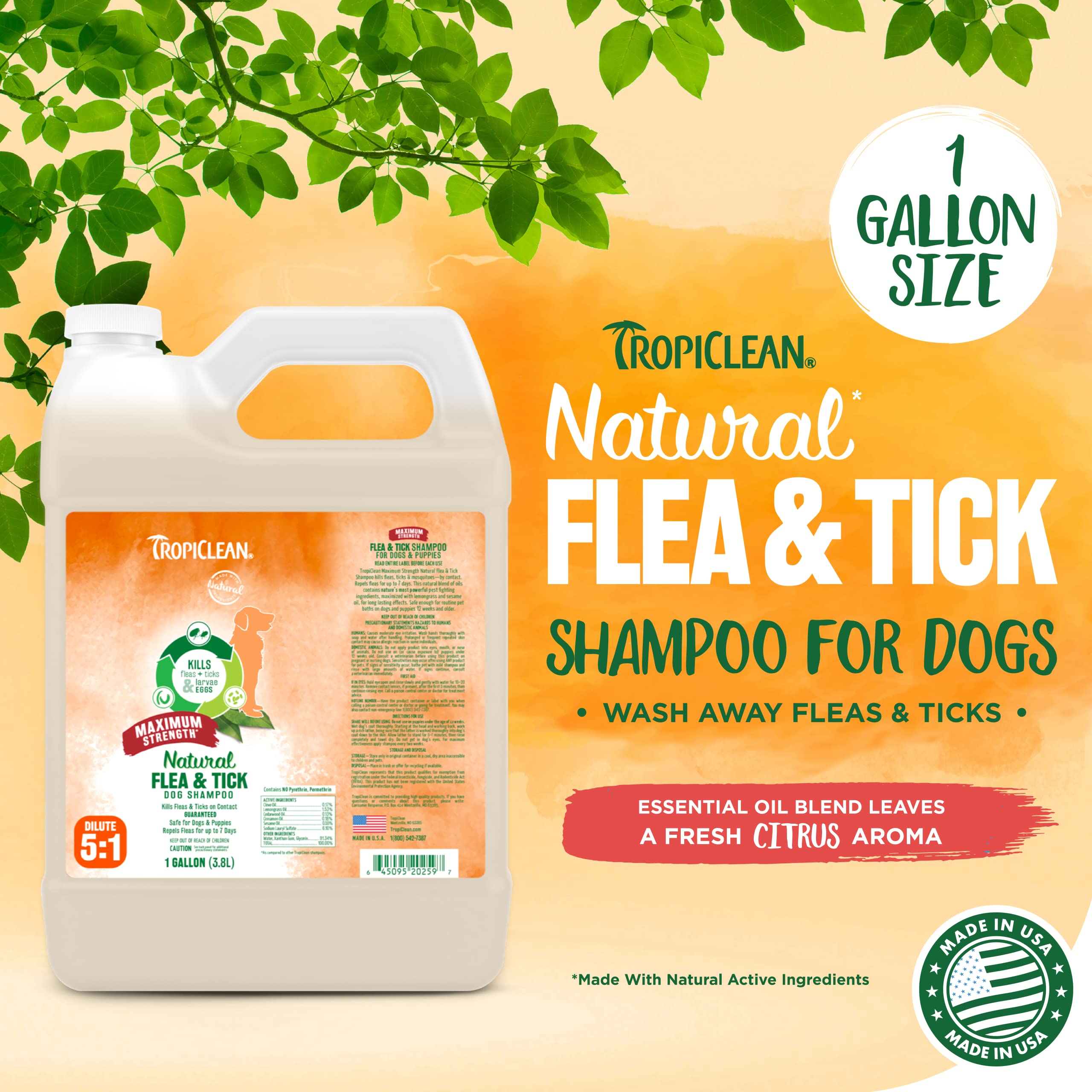 Foto 2 | Champú Para Perros Tropiclean Maximum Strength Flea&tick 3,78 L - Venta Internacional.