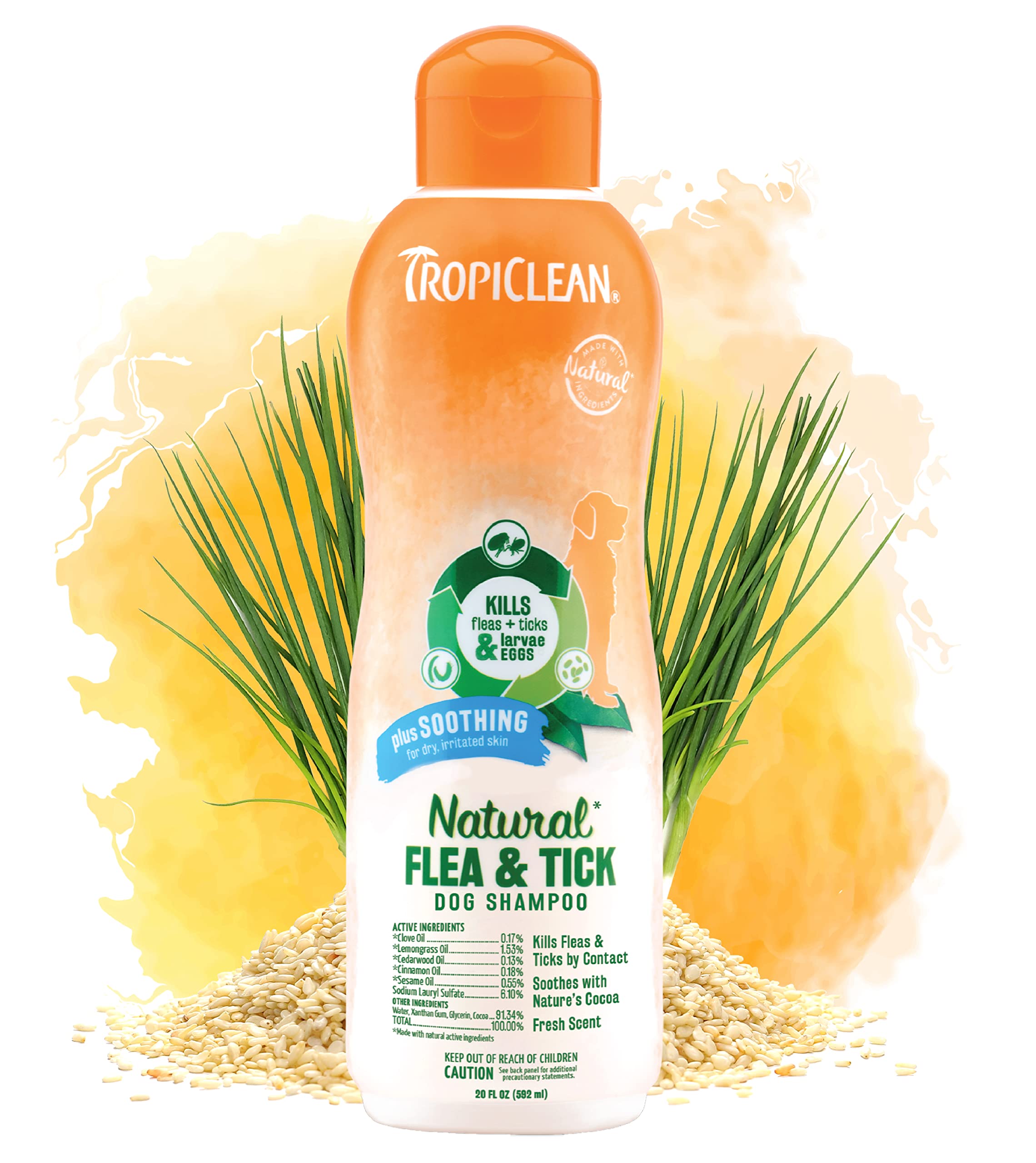 Champú Para Perros Tropiclean Soothing Natural Pulgas/tick 600 Ml Usa - Venta Internacional.