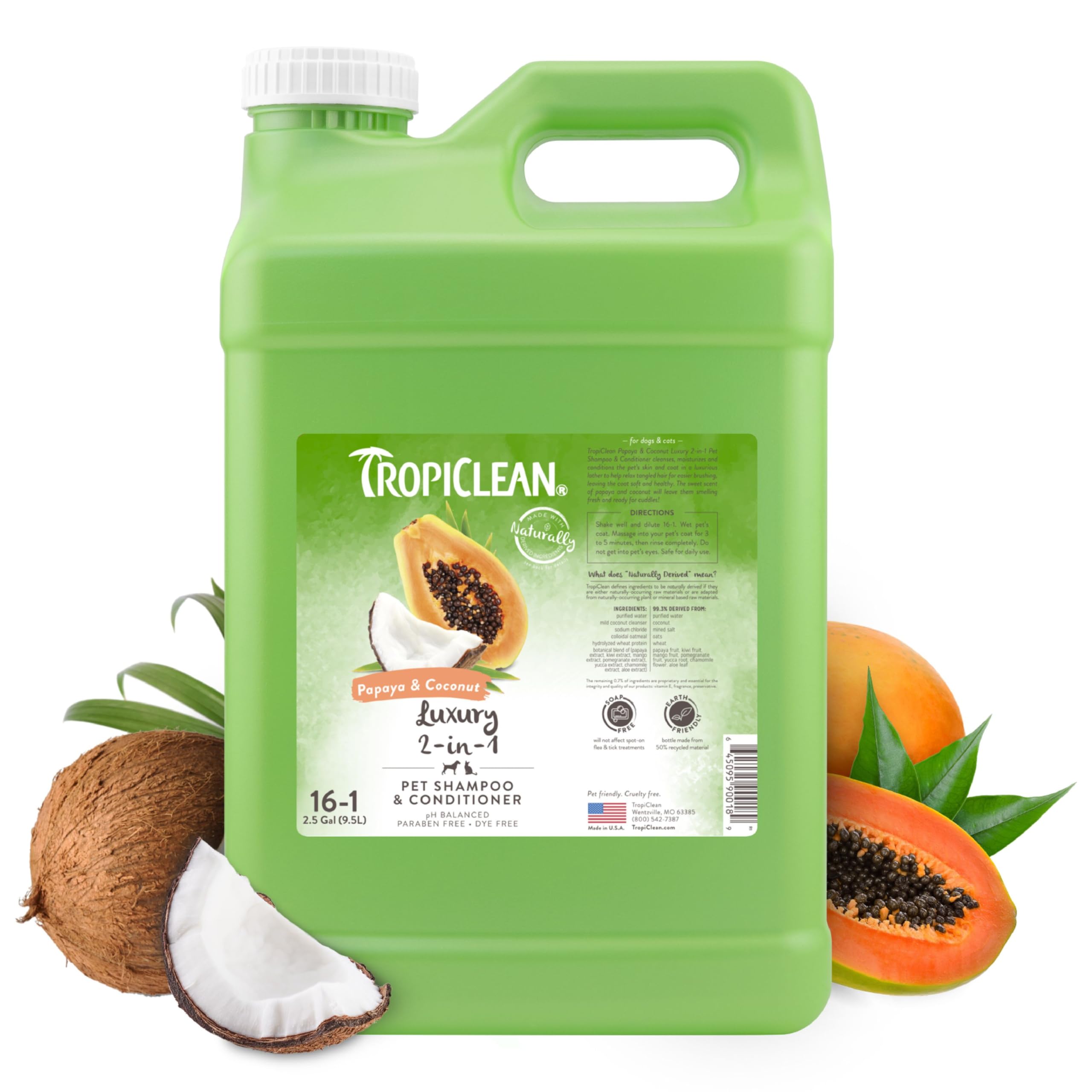 Champú Y Acondicionador Tropiclean 2 En 1 Con Papaya Y Coco - Venta Internacional.