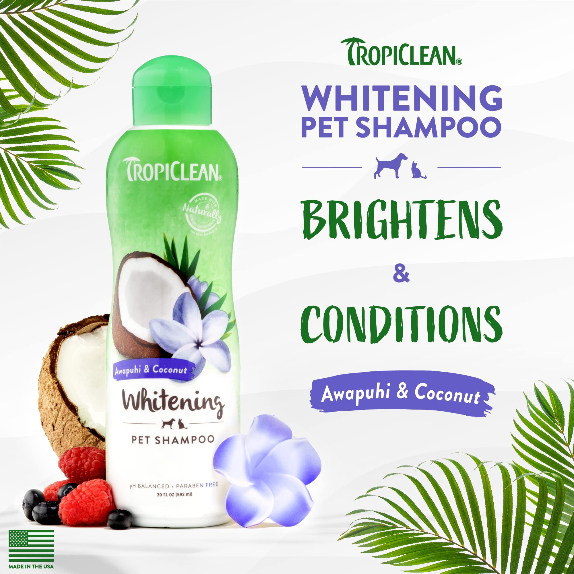 Foto 3 pulgar | Champú Para Perros Tropiclean Awapuhi Coconut Whitening 600 Ml - Venta Internacional.