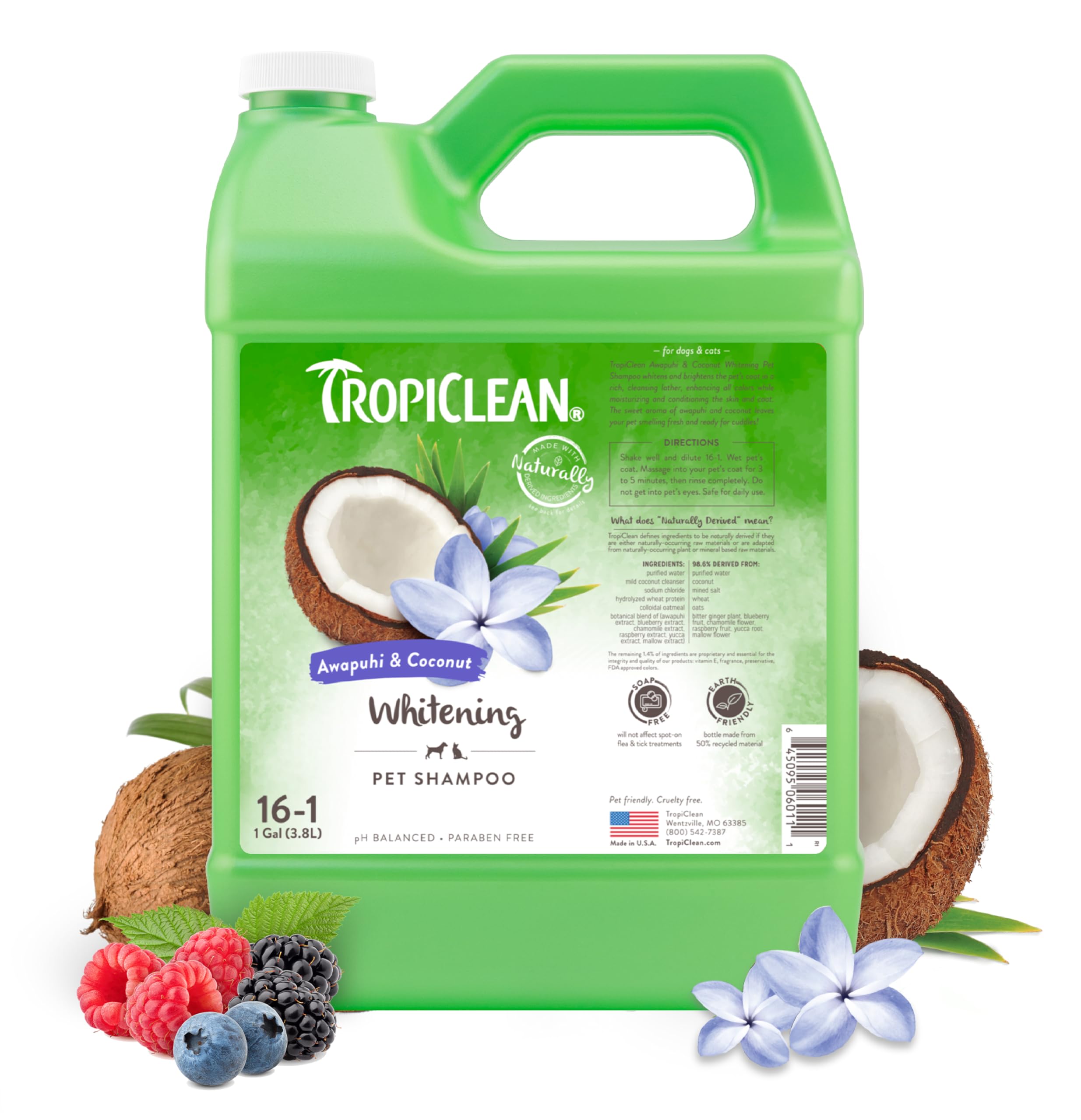 Foto 2 pulgar | Champú Para Perros Tropiclean Awapuhi Coconut Whitening 3.78 L - Venta Internacional.