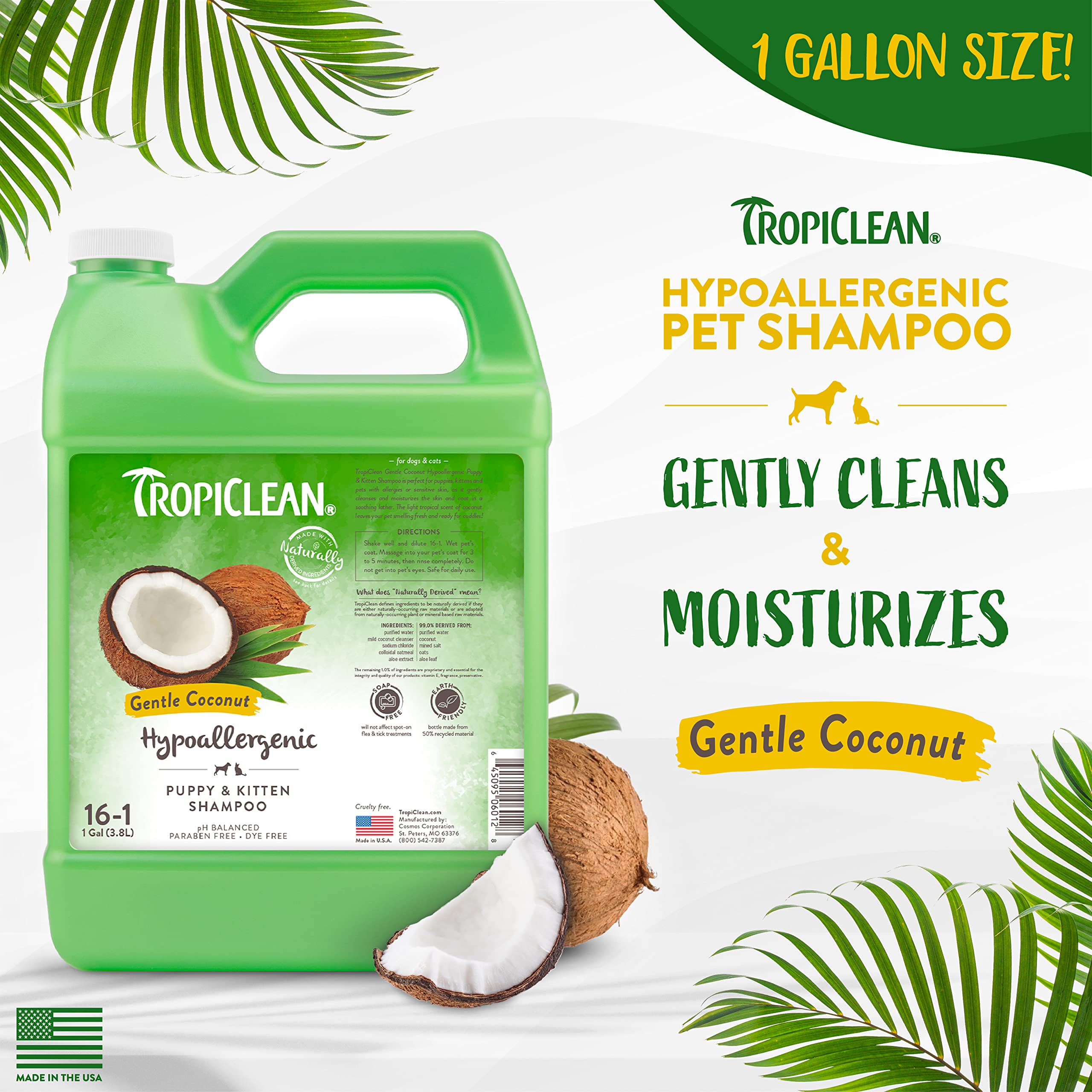 Foto 3 pulgar | Champú Para Perros Tropiclean Coconut Hipoalergénico 3.78 L Sensitive - Venta Internacional.