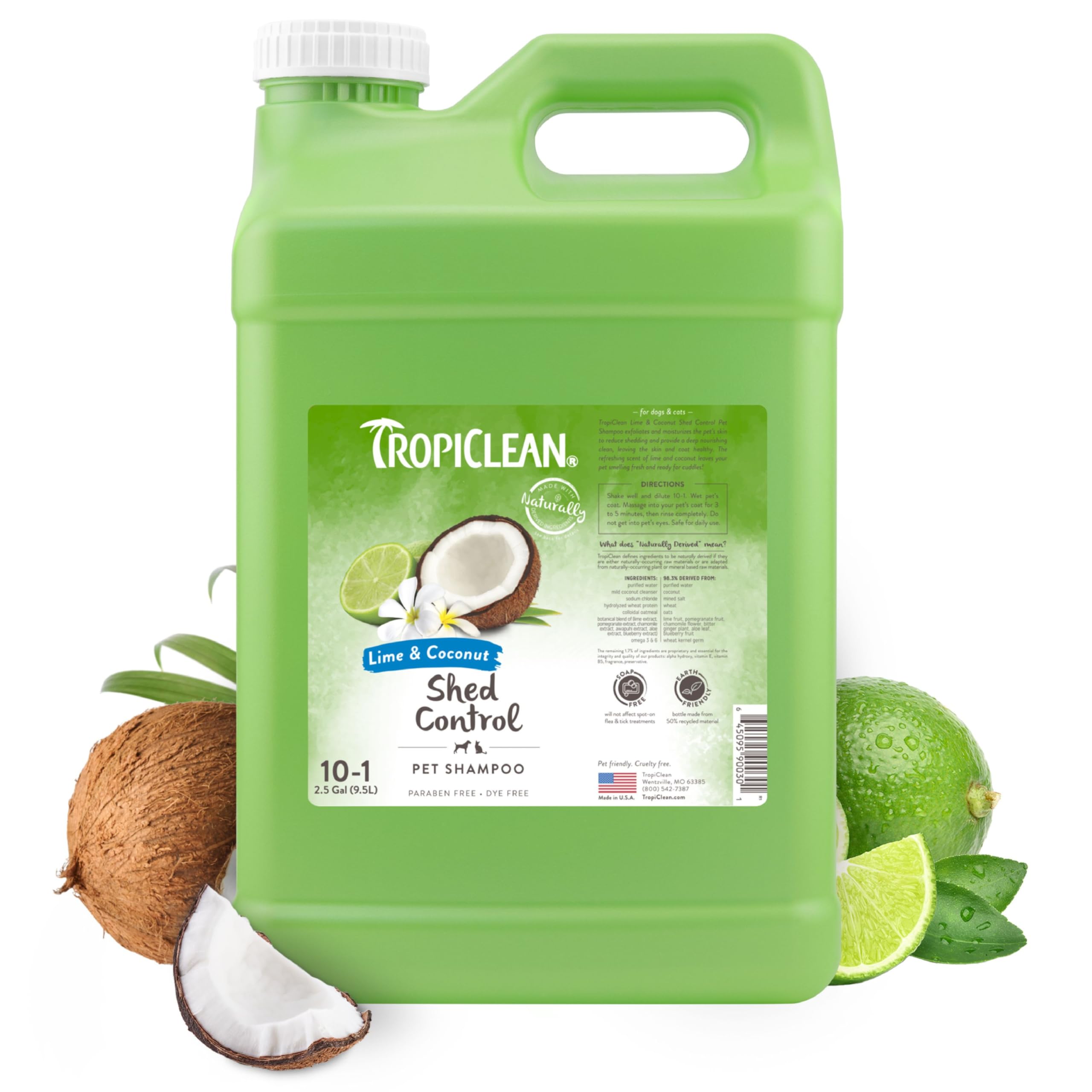 Foto 2 pulgar | Champú Para Perros Tropiclean Lime & Coconut Desheding 9.5 L - Venta Internacional.