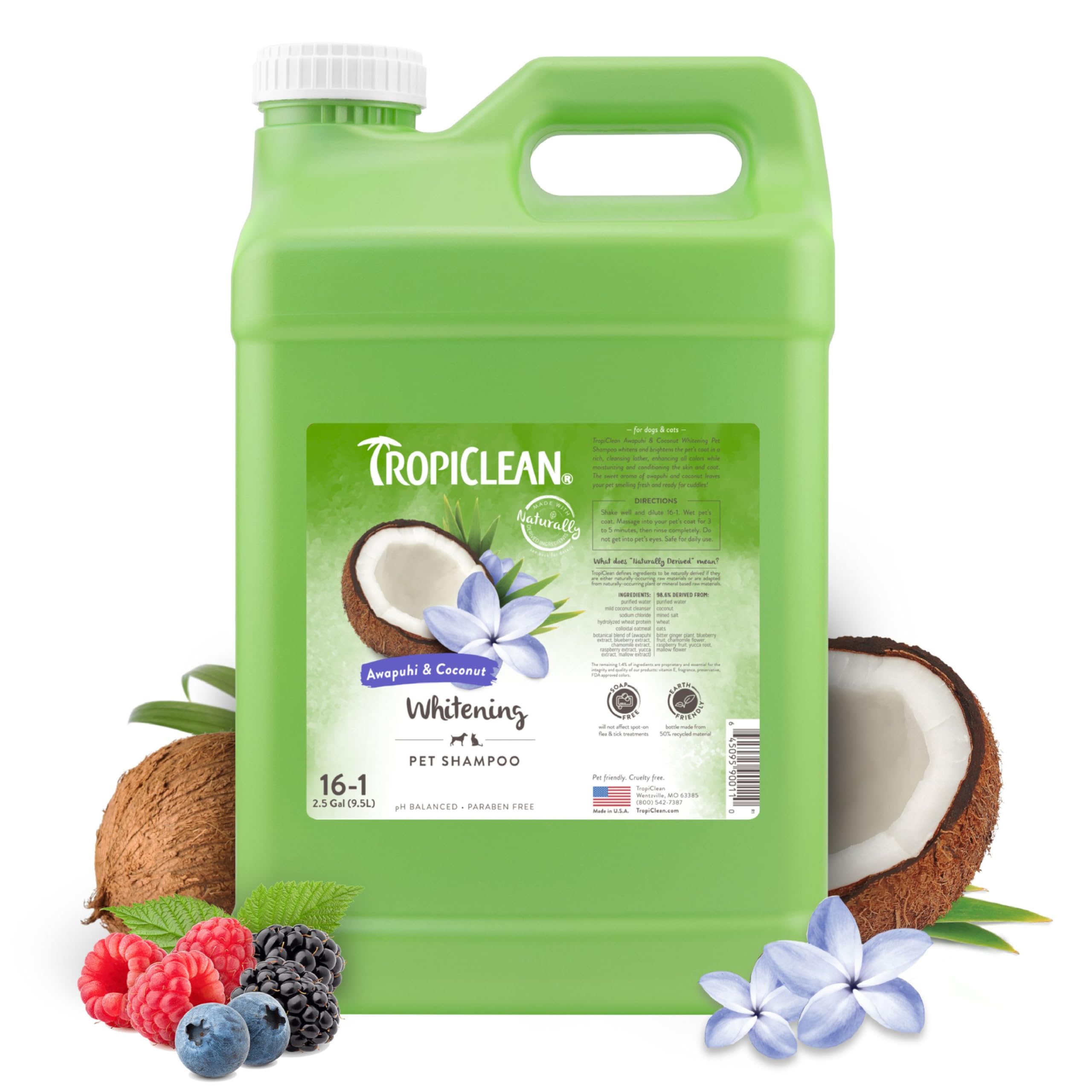 Foto 2 pulgar | Champú Para Perros Tropiclean Awapuhi Coconut Whitening 9.5 L - Venta Internacional.