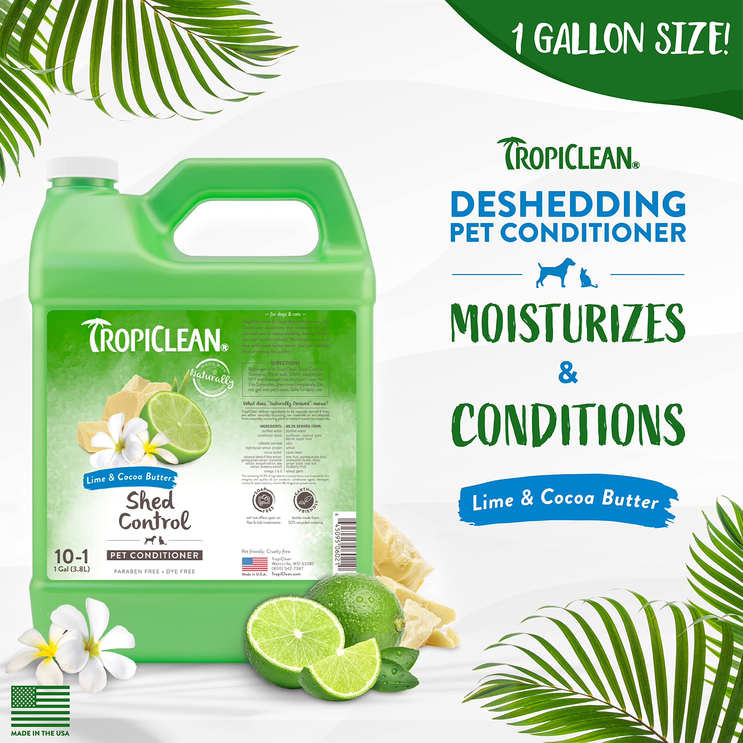 Foto 3 pulgar | Acondicionador Para Perros Tropiclean Lime & Coco Butter Desheding 3.78 L - Venta Internacional.