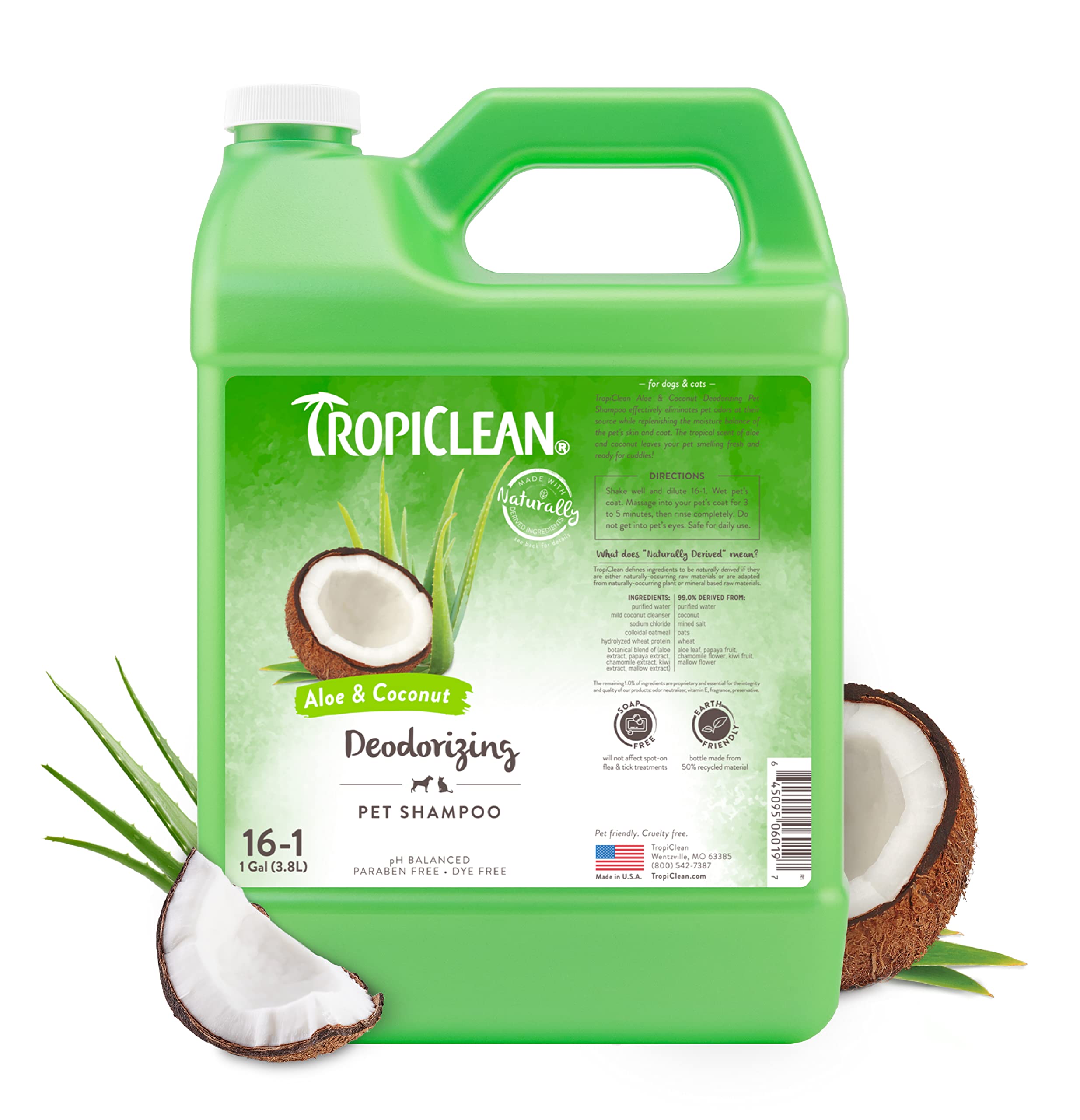 Foto 2 pulgar | Champú Para Perros Tropiclean Con Aloe Y Coco Desodorizante 3,78 L - Venta Internacional.