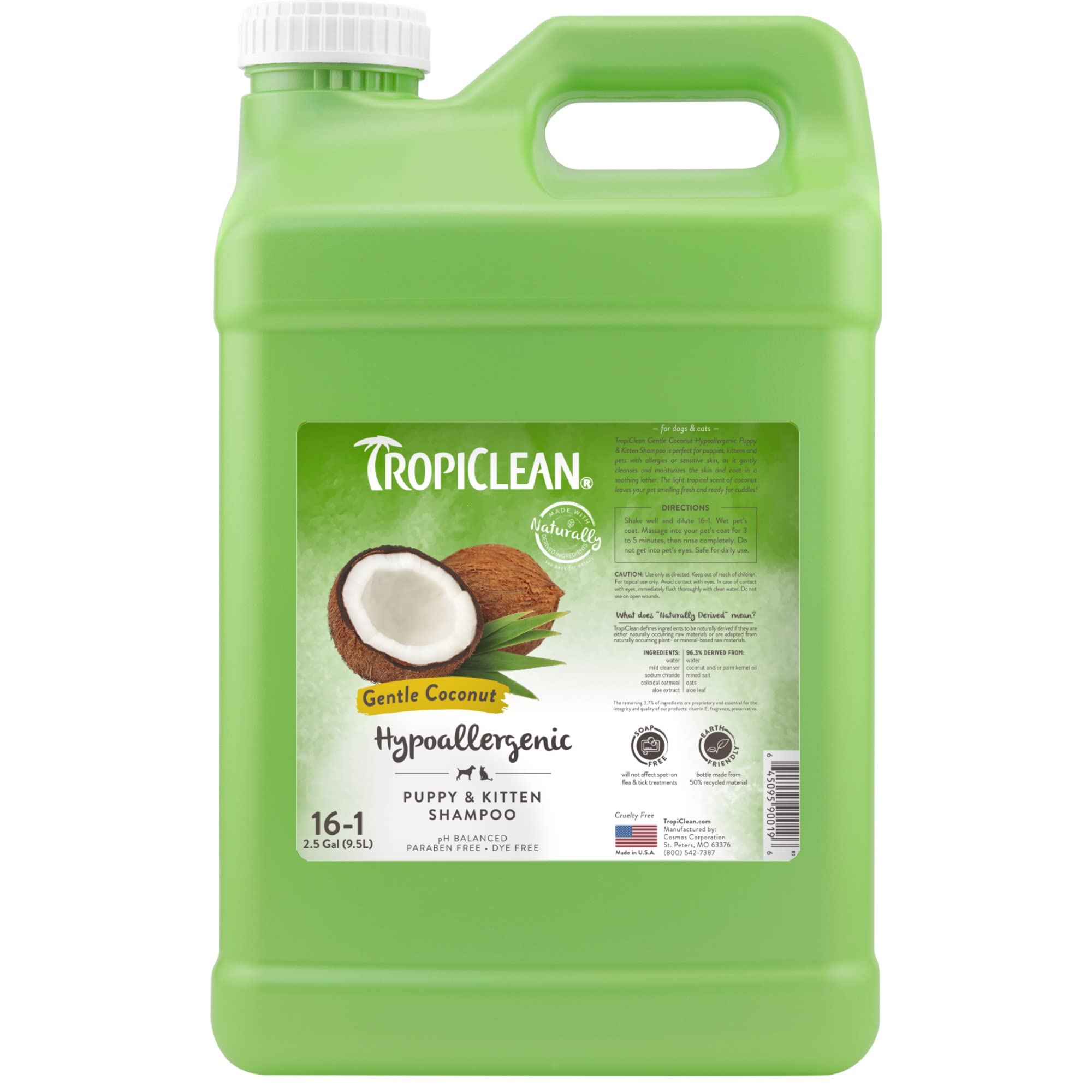 Foto 2 pulgar | Champú Para Perros Tropiclean Coconut Hipoalergénico 9.5l Sensitive - Venta Internacional.