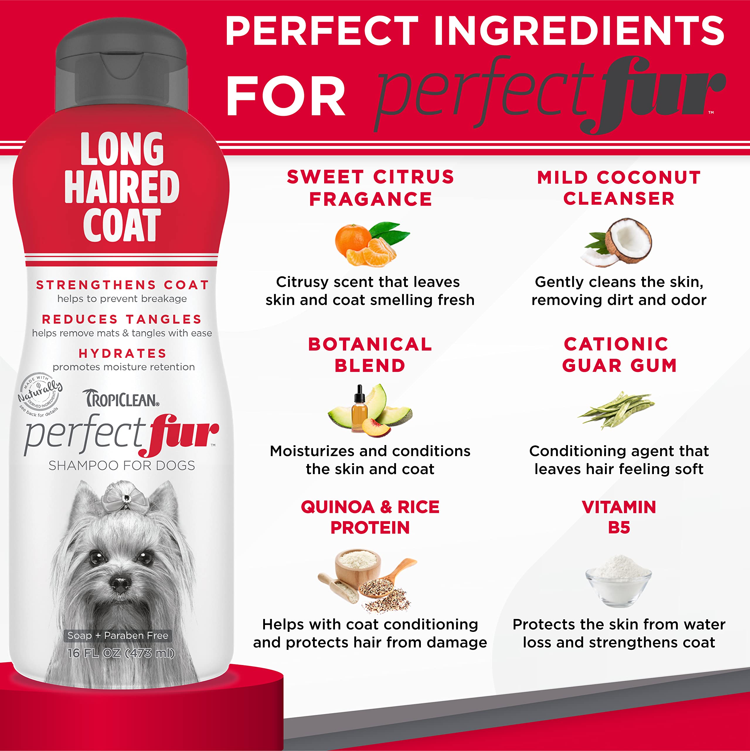 Foto 4 pulgar | Champú Para Perros Tropiclean Perfect Fur Detangling 480 Ml Long Fur - Venta Internacional.