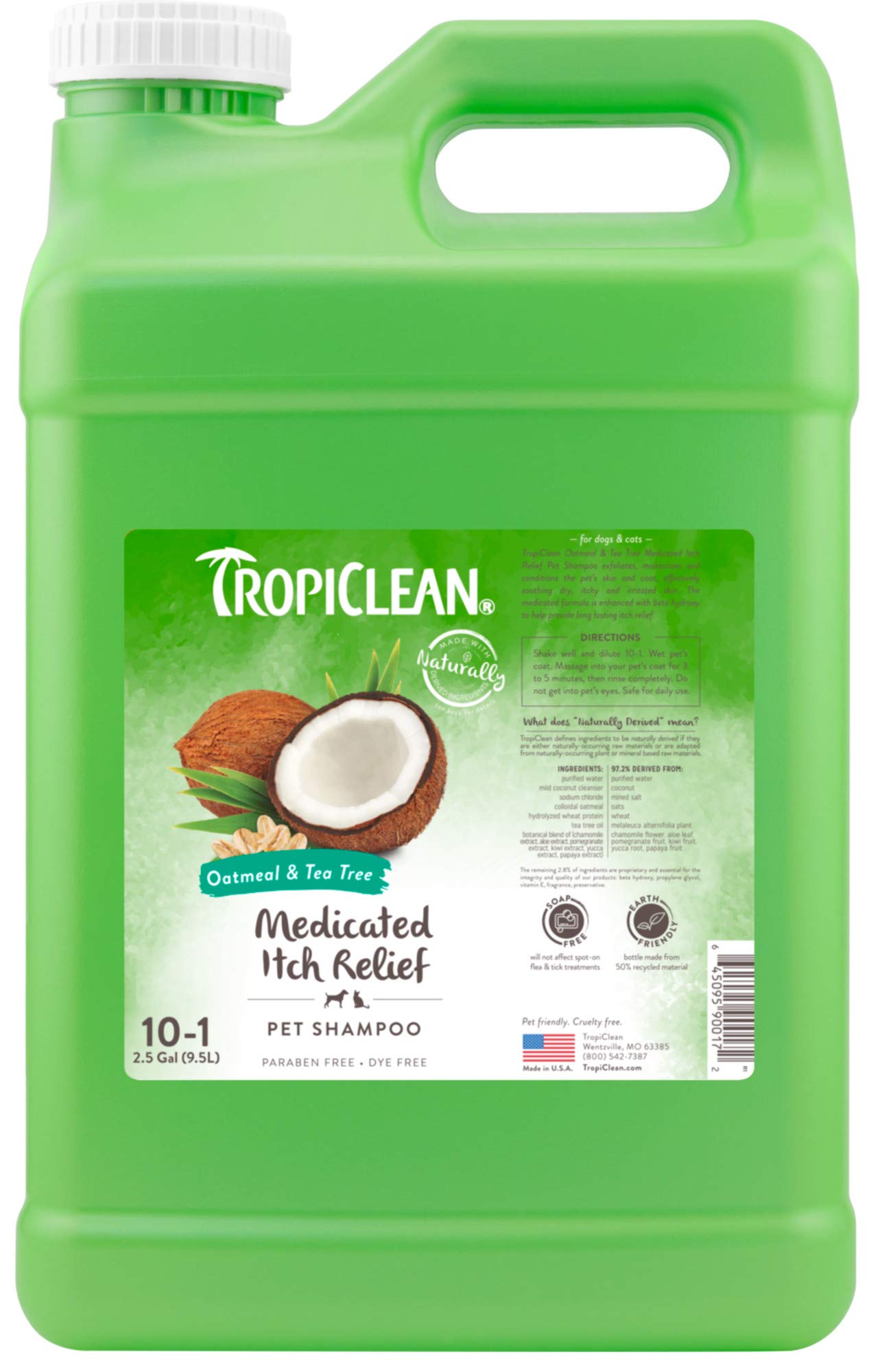 Champú Para Perros Tropiclean Medication Para Alergias Y Picazón, 9,5 Litros - Venta Internacional.