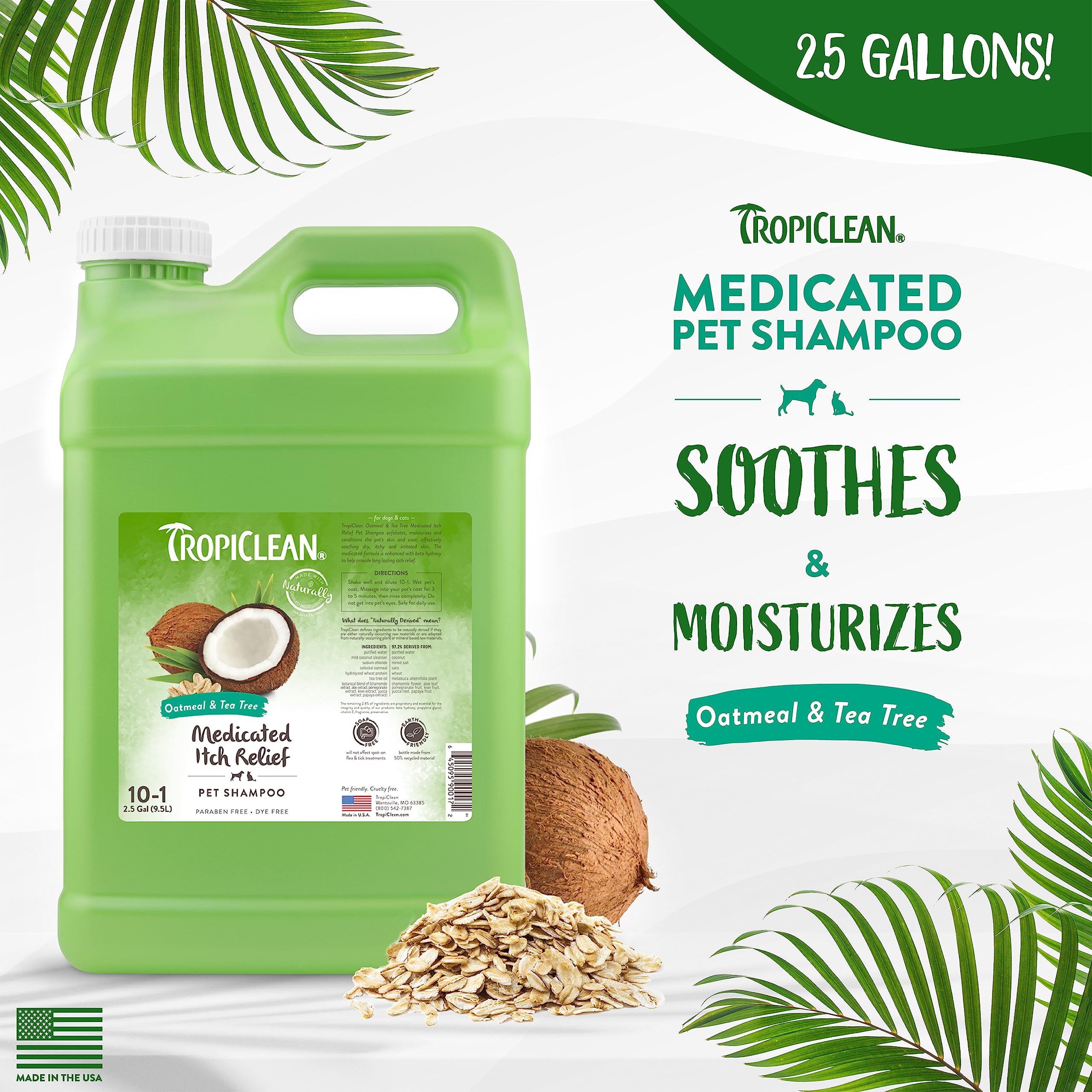 Foto 3 pulgar | Champú Para Perros Tropiclean Medication Para Alergias Y Picazón, 9,5 Litros - Venta Internacional.