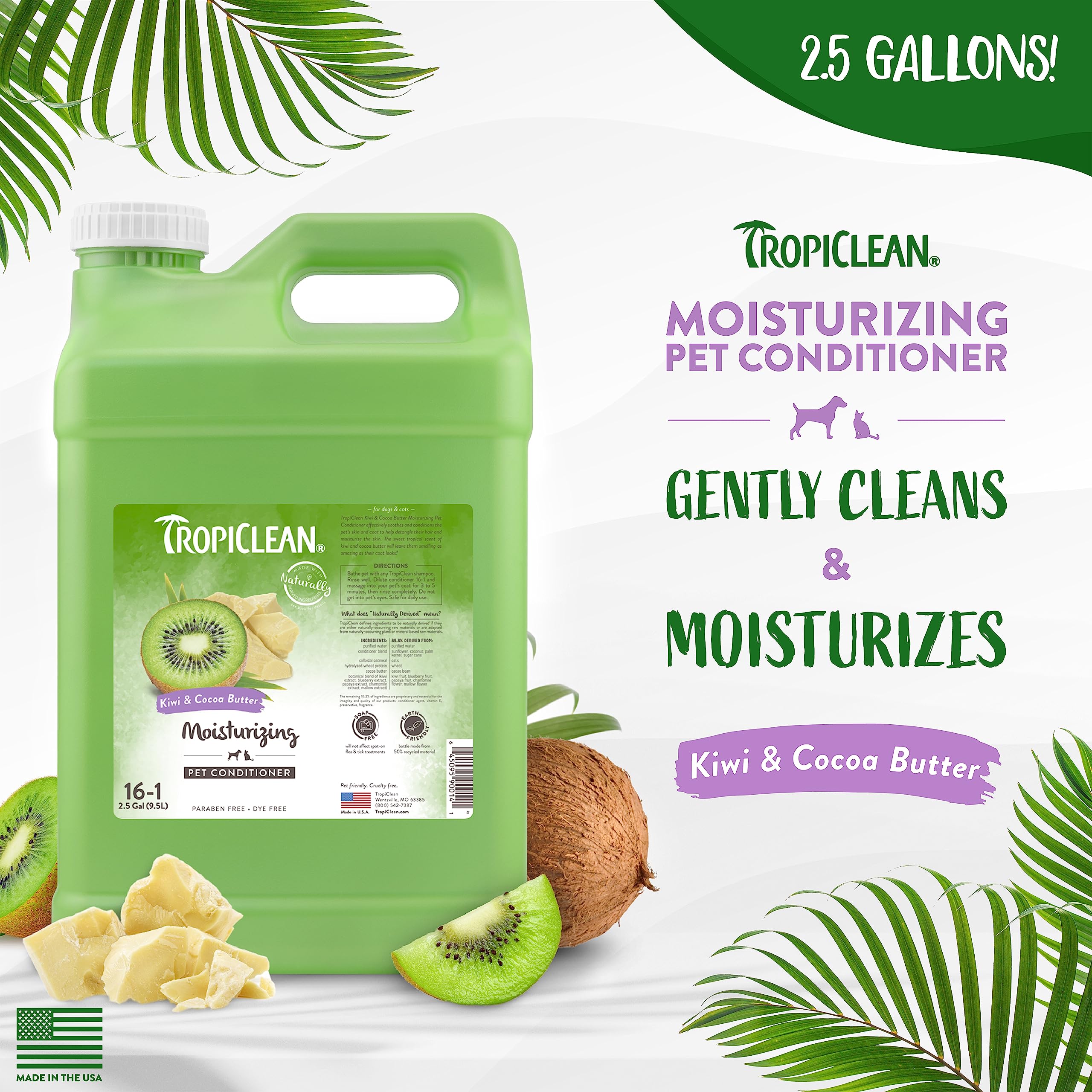 Foto 3 pulgar | Acondicionador Para Perros Tropiclean Con Mantequilla De Kiwi Y Coco, 9,5 Litros - Venta Internacional.